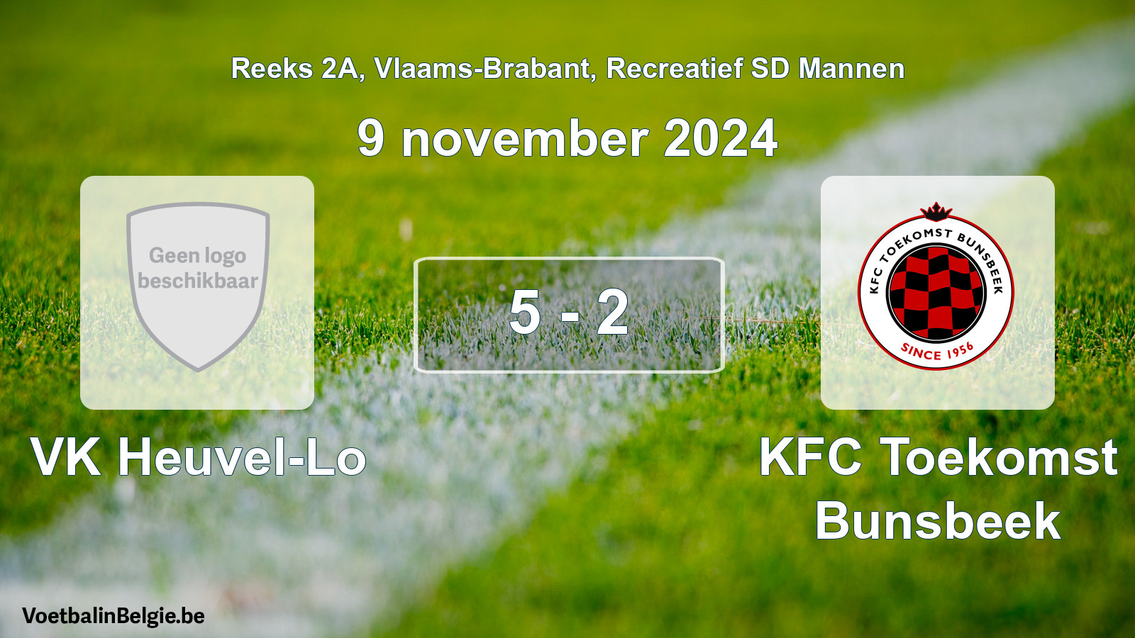 Gespeelde wedstrijd recreatiefvoetbal: VK Heuvel-Lo - KFC Toekomst Bunsbeek 5 - 2 (9 november 2024)
