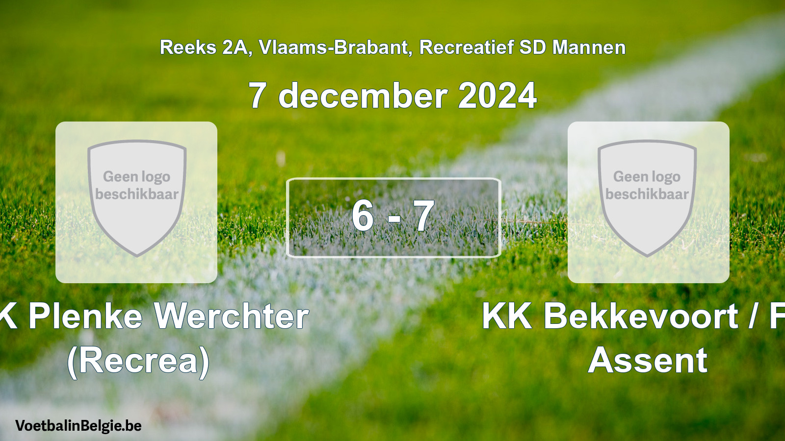 Gespeelde wedstrijd recreatiefvoetbal: SK Plenke Werchter (Recrea) - KK Bekkevoort / FC Assent 6 - 7 (7 december 2024)