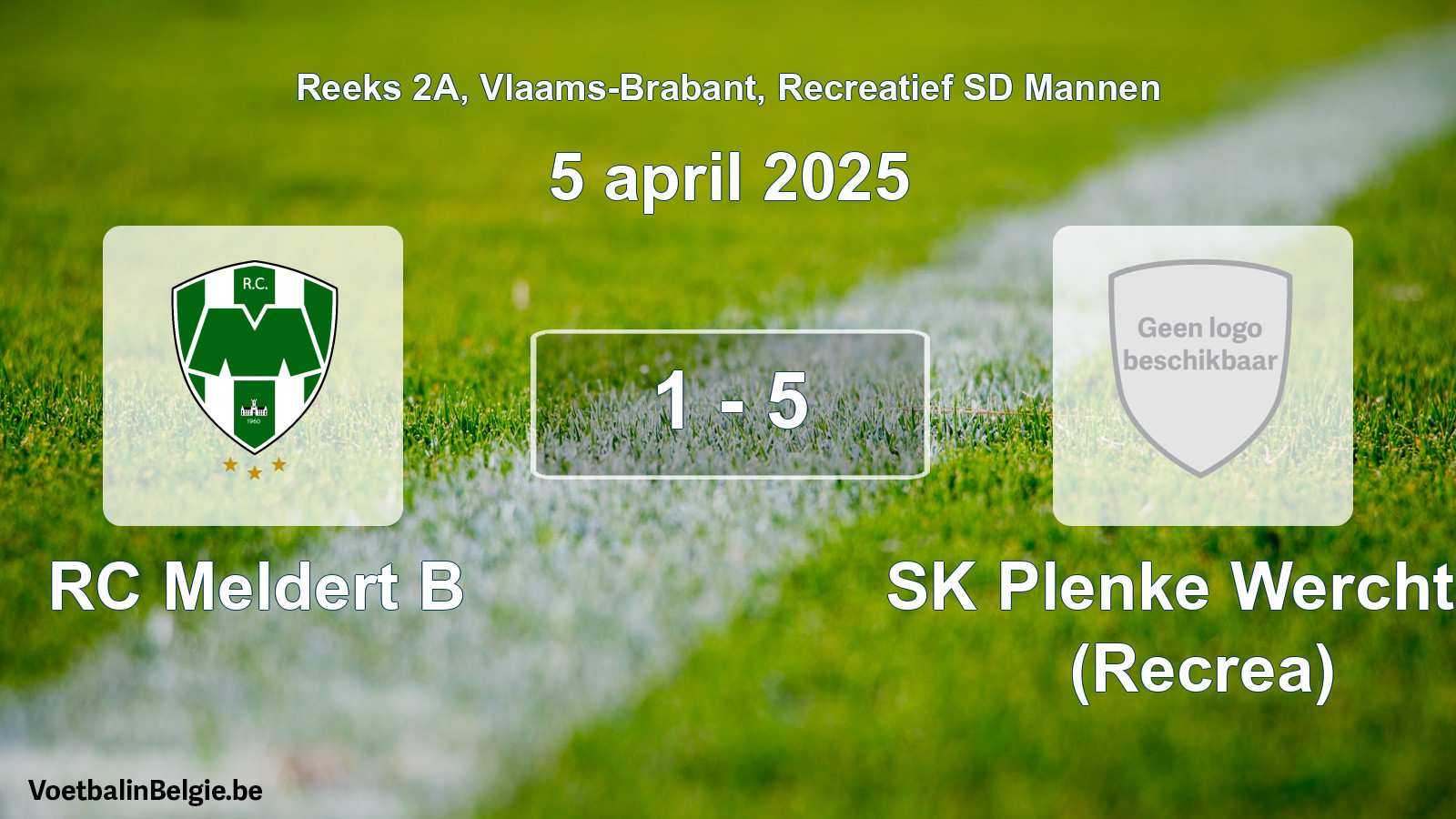 Gespeelde wedstrijd recreatiefvoetbal: RC Meldert B - SK Plenke Werchter (Recrea) 1 - 5 (5 april 2025)