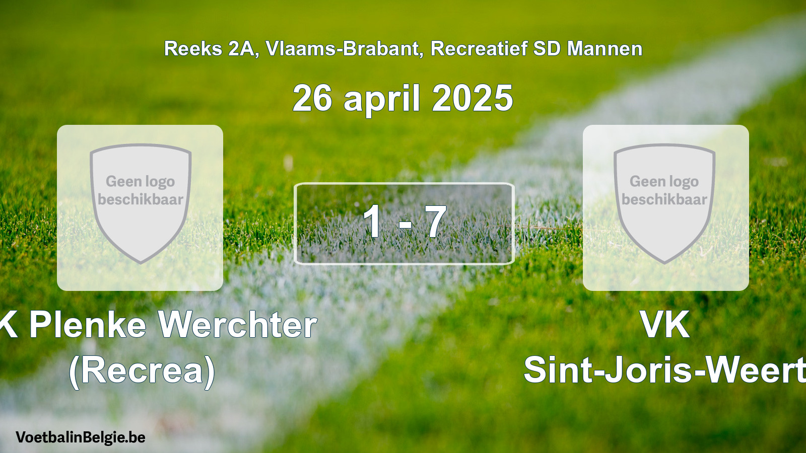 Gespeelde wedstrijd recreatiefvoetbal: SK Plenke Werchter (Recrea) - VK Sint-Joris-Weert 1 - 7 (26 april 2025)
