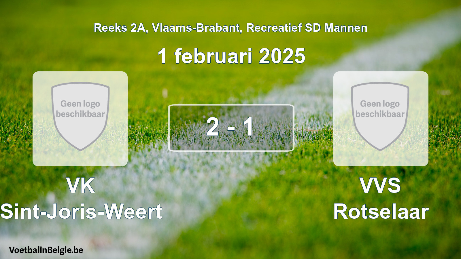 Gespeelde wedstrijd recreatiefvoetbal: VK Sint-Joris-Weert - VVS Rotselaar 2 - 1 (1 februari 2025)