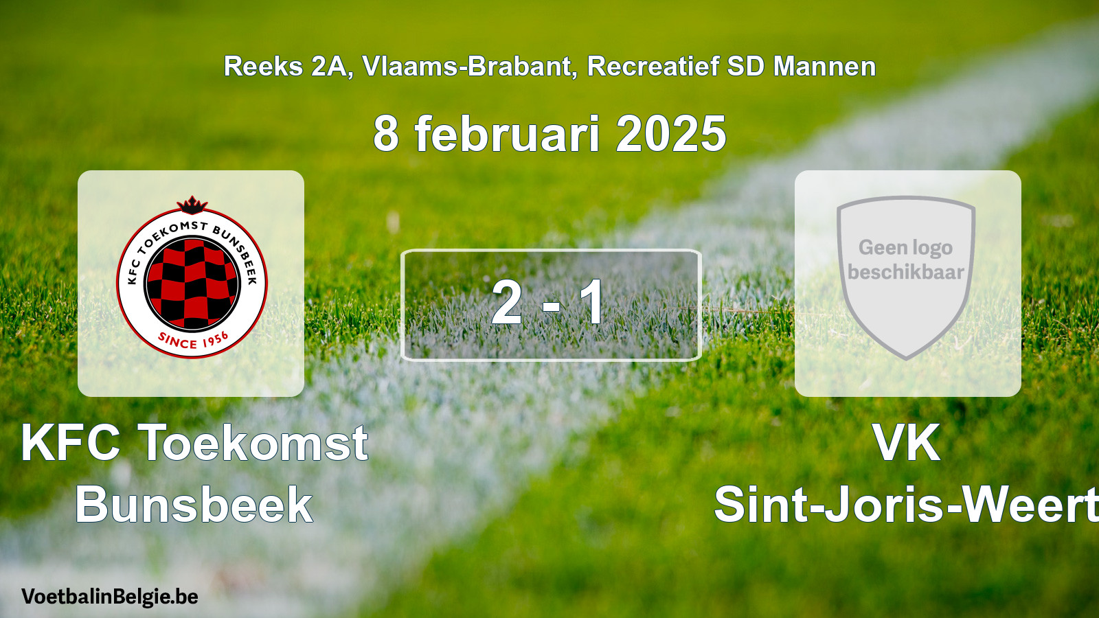Gespeelde wedstrijd recreatiefvoetbal: KFC Toekomst Bunsbeek - VK Sint-Joris-Weert 2 - 1 (8 februari 2025)