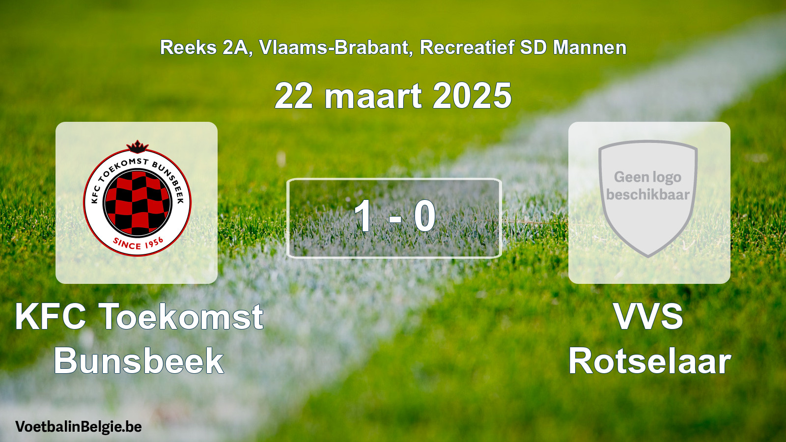 Gespeelde wedstrijd recreatiefvoetbal: KFC Toekomst Bunsbeek - VVS Rotselaar 1 - 0 (22 maart 2025)