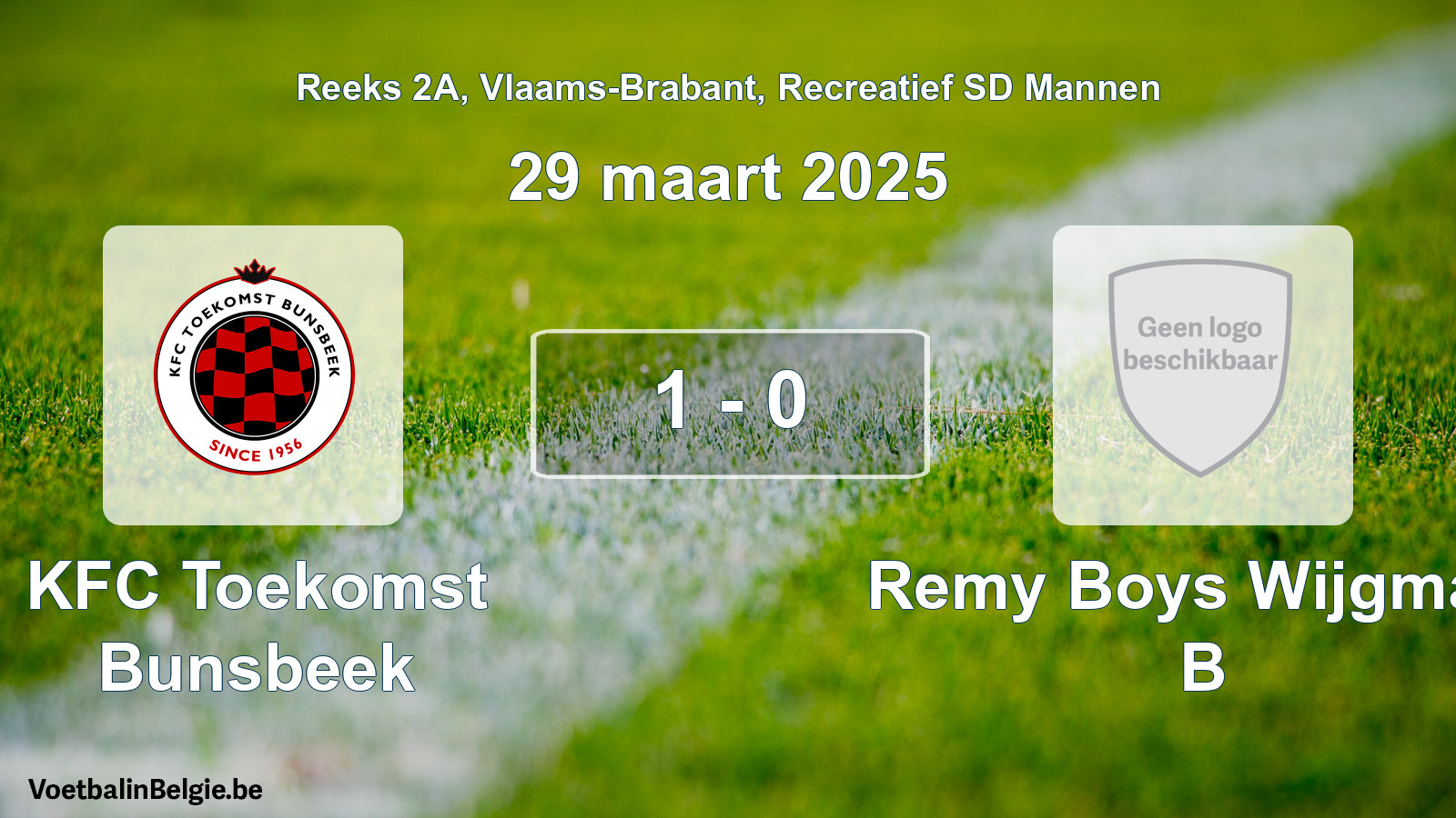 Gespeelde wedstrijd recreatiefvoetbal: KFC Toekomst Bunsbeek - Remy Boys Wijgmaal B 1 - 0 (29 maart 2025)