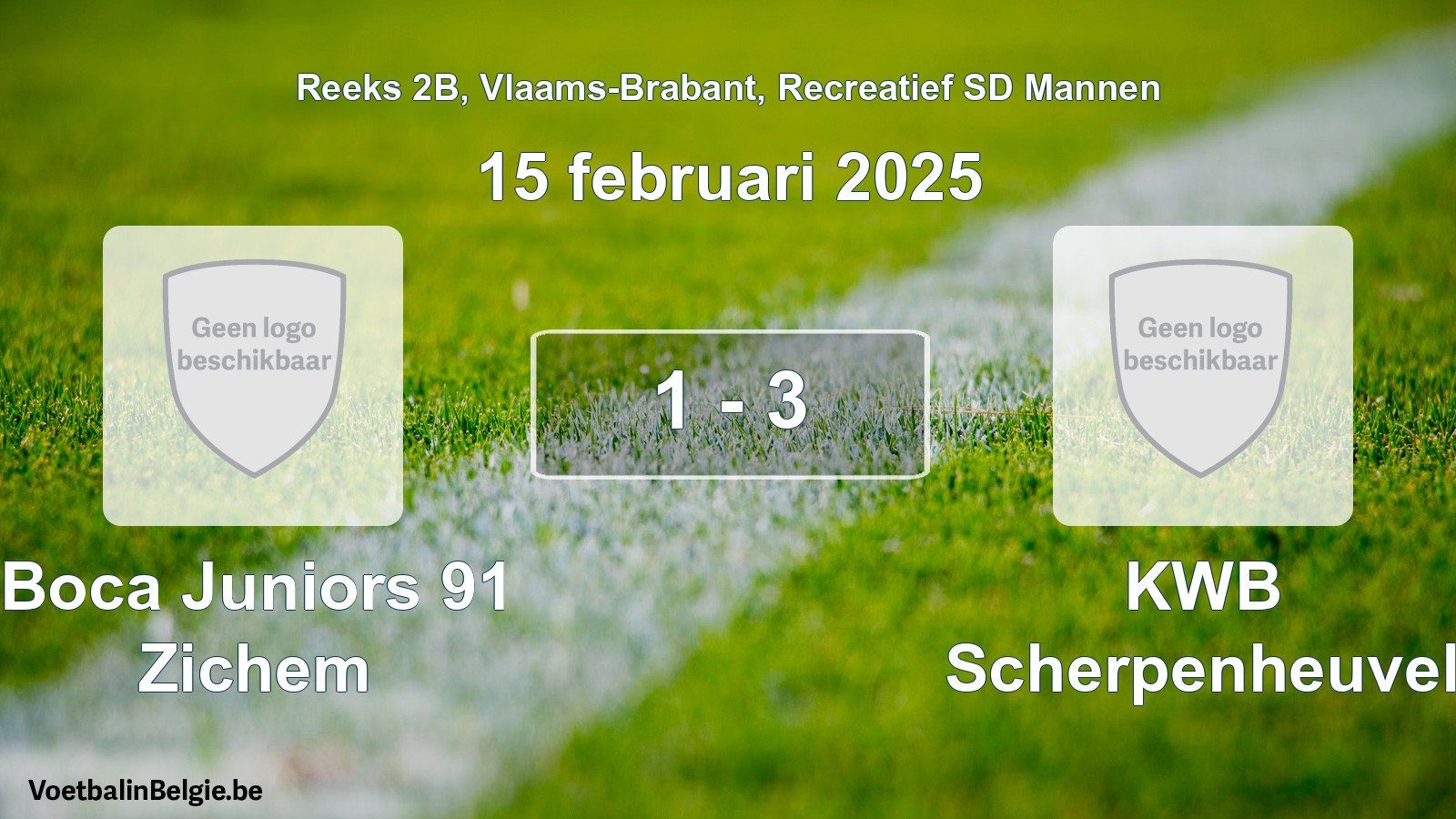 Played match recreational sd men football: Boca Juniors 91 Zichem - KWB Scherpenheuvel 1 - 3 (15 February 2025)
