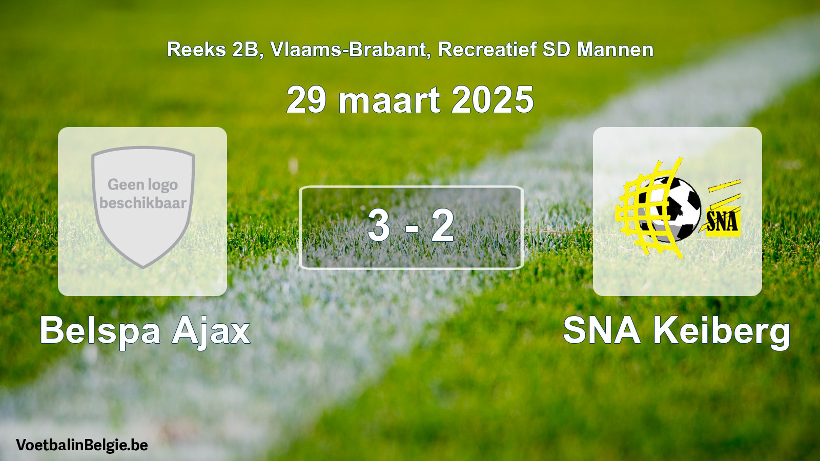 Gespeelde wedstrijd recreatiefvoetbal: Belspa Ajax - SNA Keiberg 3 - 2 (29 maart 2025)