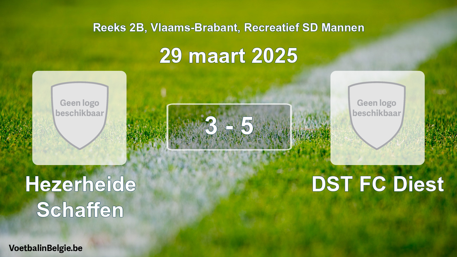 Gespeelde wedstrijd recreatiefvoetbal: Hezerheide Schaffen - DST FC Diest 3 - 5 (29 maart 2025)