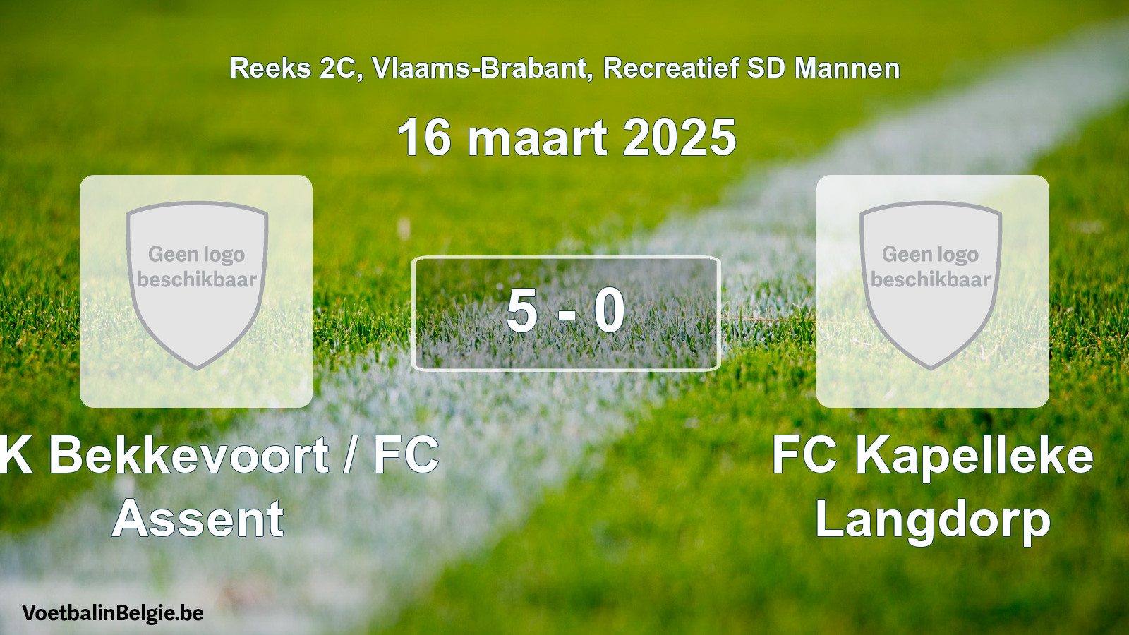 Gespeelde wedstrijd recreatiefvoetbal: KK Bekkevoort / FC Assent - FC Kapelleke Langdorp 5 - 0 (16 maart 2025)