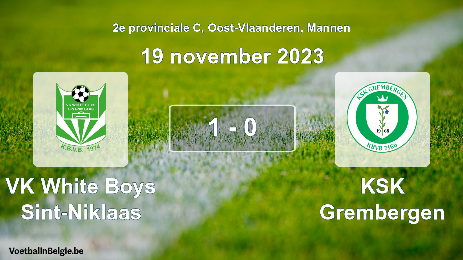 Gespeelde wedstrijd mannenvoetbal: VK White Boys Sint-Niklaas - KSK Grembergen 1 - 0 (19 november 2023)
