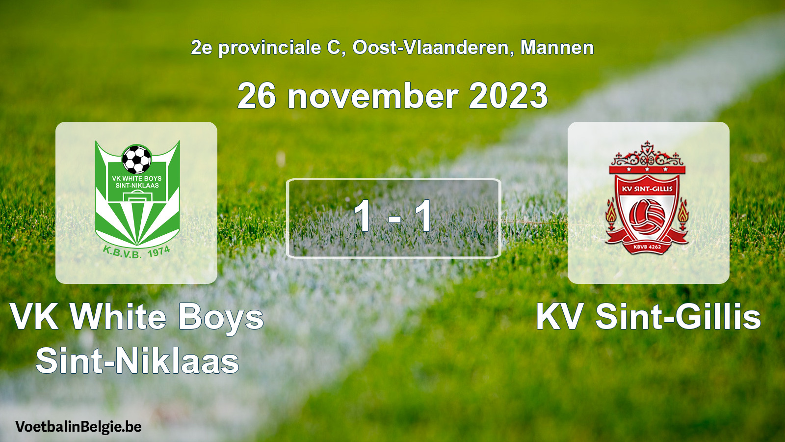 Gespeelde wedstrijd mannenvoetbal: VK White Boys Sint-Niklaas - KV Sint-Gillis 1 - 1 (26 november 2023)