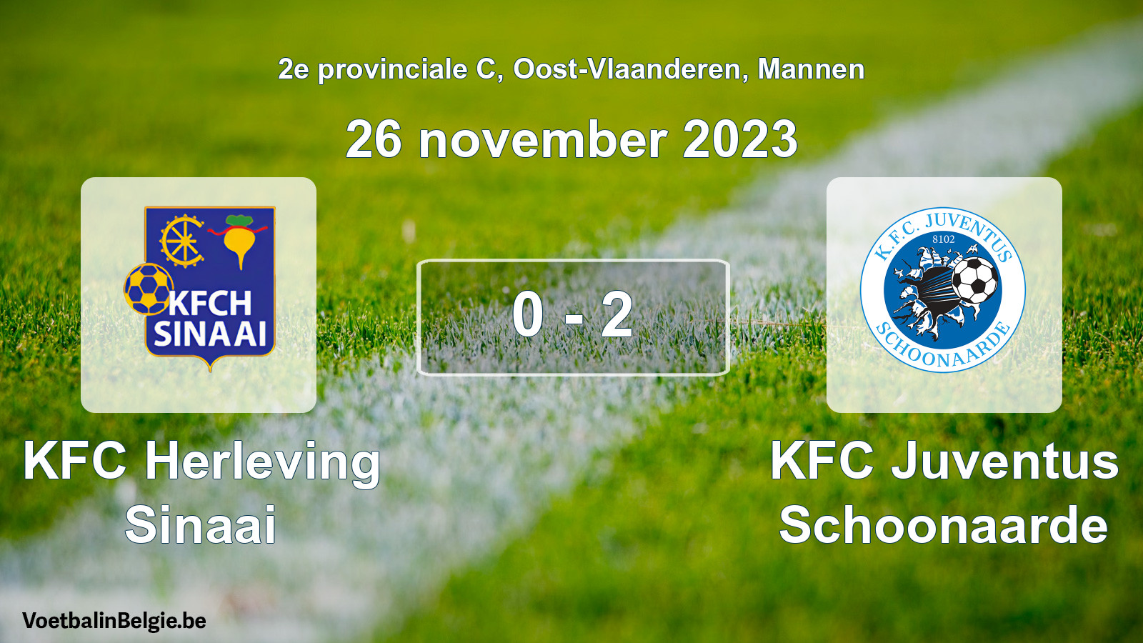 Gespeelde wedstrijd mannenvoetbal: KFC Herleving Sinaai - KFC Juventus Schoonaarde 0 - 2 (26 november 2023)