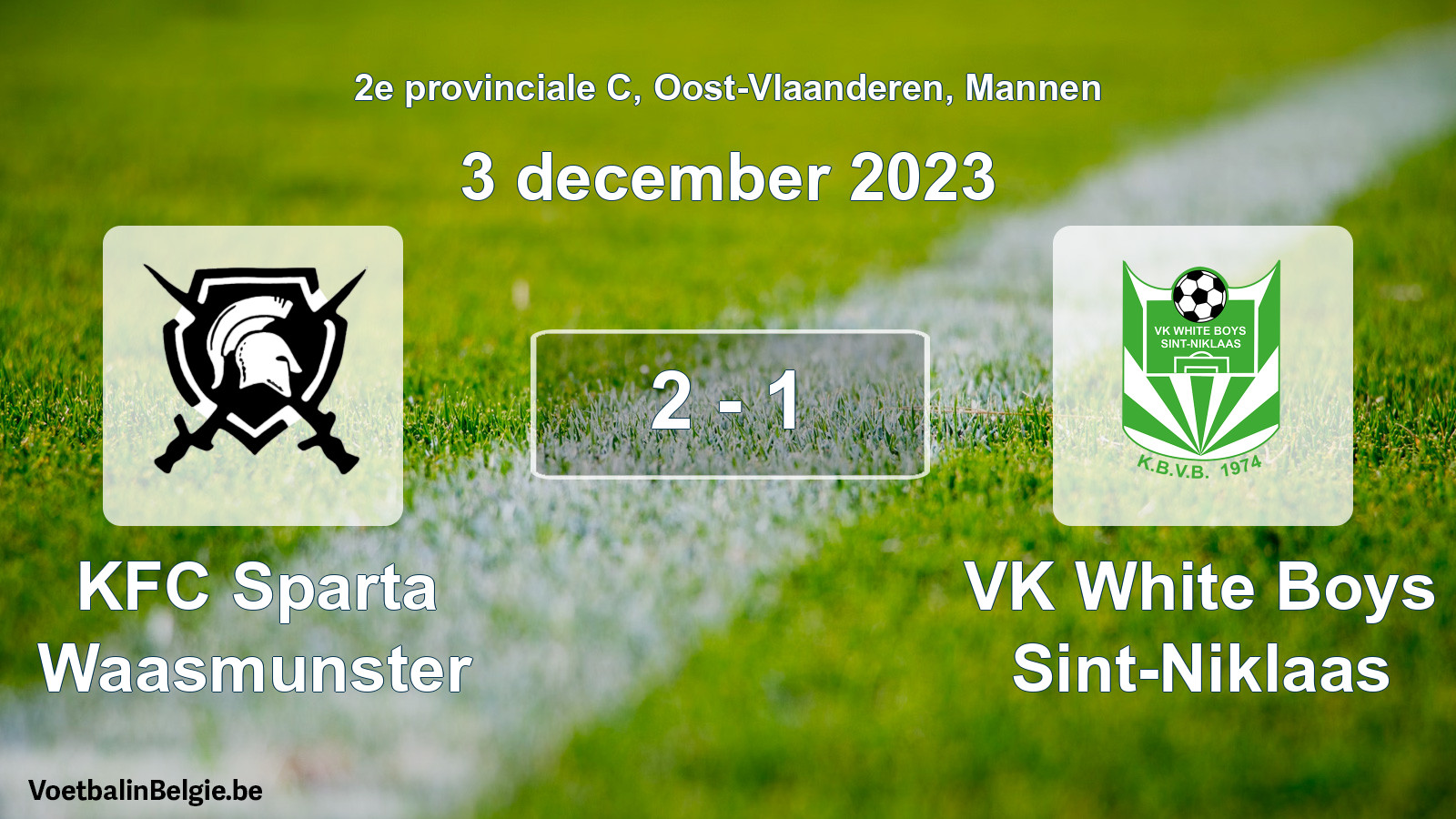 Gespeelde wedstrijd mannenvoetbal: KFC Sparta Waasmunster - VK White Boys Sint-Niklaas 2 - 1 (3 december 2023)