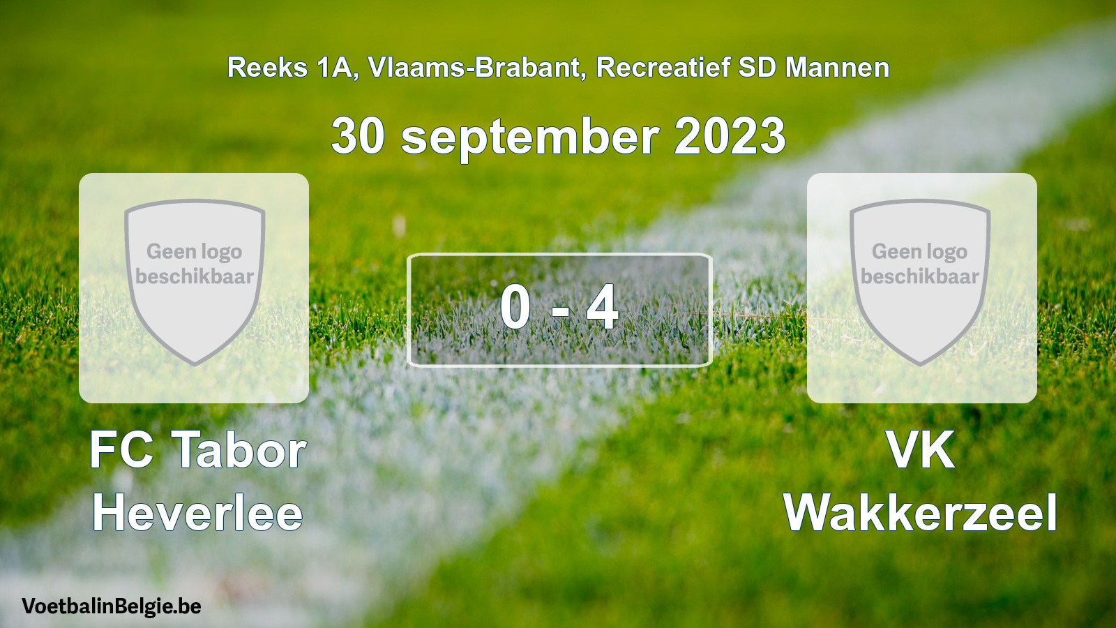 Gespeelde wedstrijd recreatiefvoetbal: FC Tabor Heverlee - VK Wakkerzeel 0 - 4 (30 september 2023)