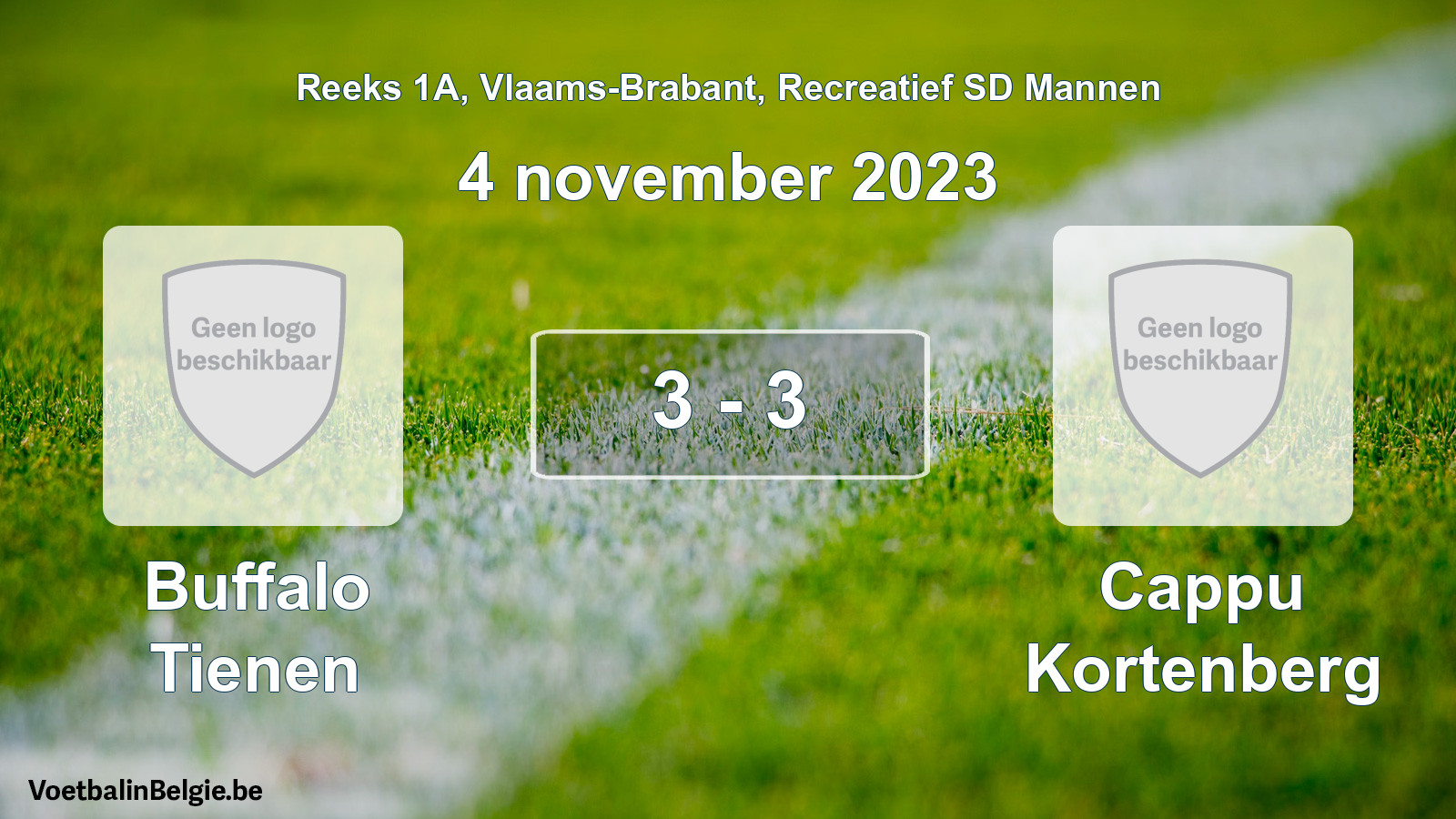 Gespeelde wedstrijd recreatiefvoetbal: Buffalo Tienen - Cappu Kortenberg 3 - 3 (4 november 2023)