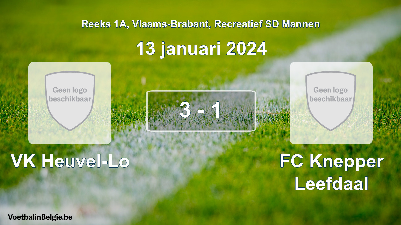 Gespeelde wedstrijd recreatiefvoetbal: VK Heuvel-Lo - FC Knepper Leefdaal 3 - 1 (13 januari 2024)