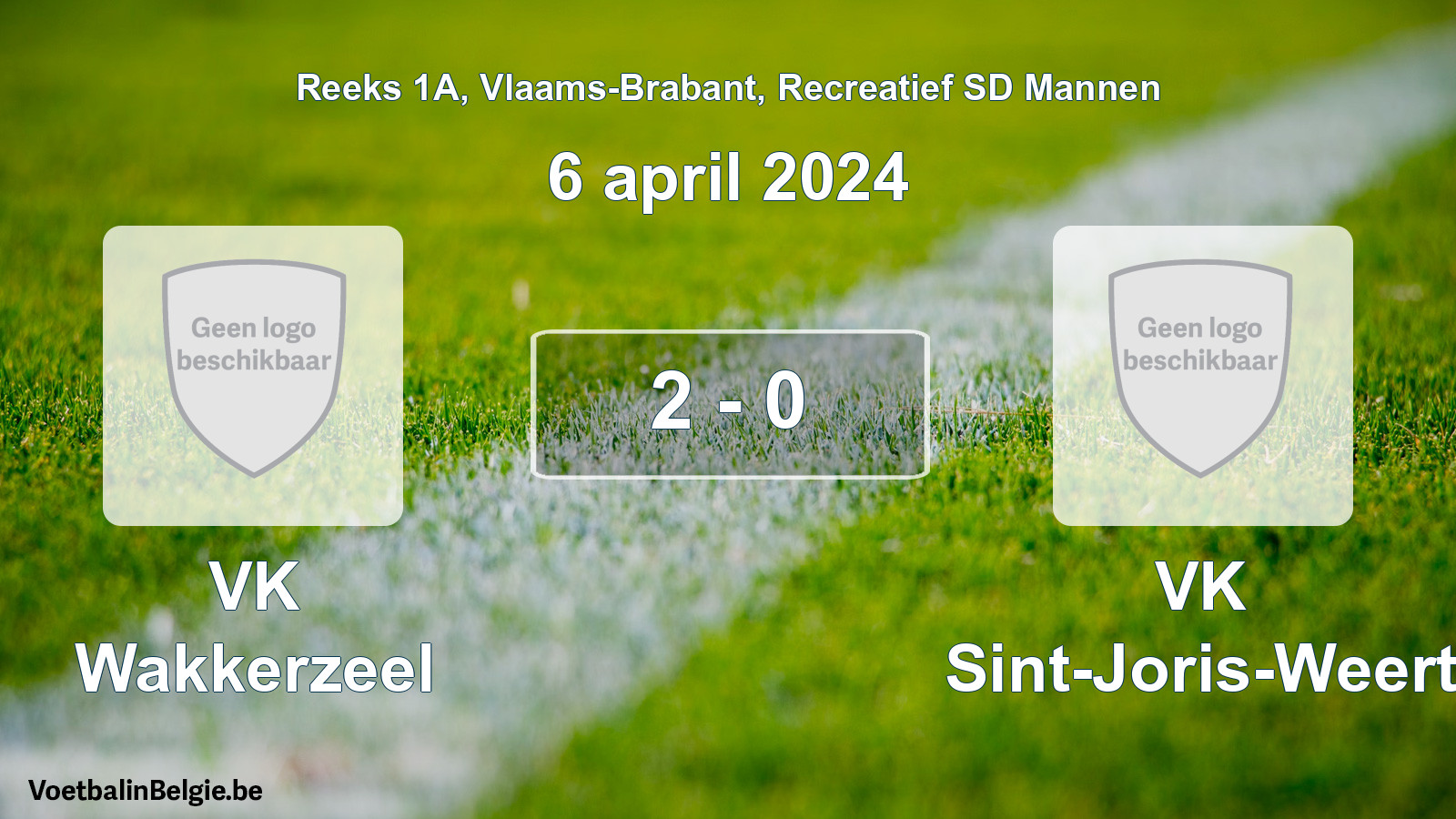 Gespeelde wedstrijd recreatiefvoetbal: VK Wakkerzeel - VK Sint-Joris-Weert 2 - 0 (6 april 2024)