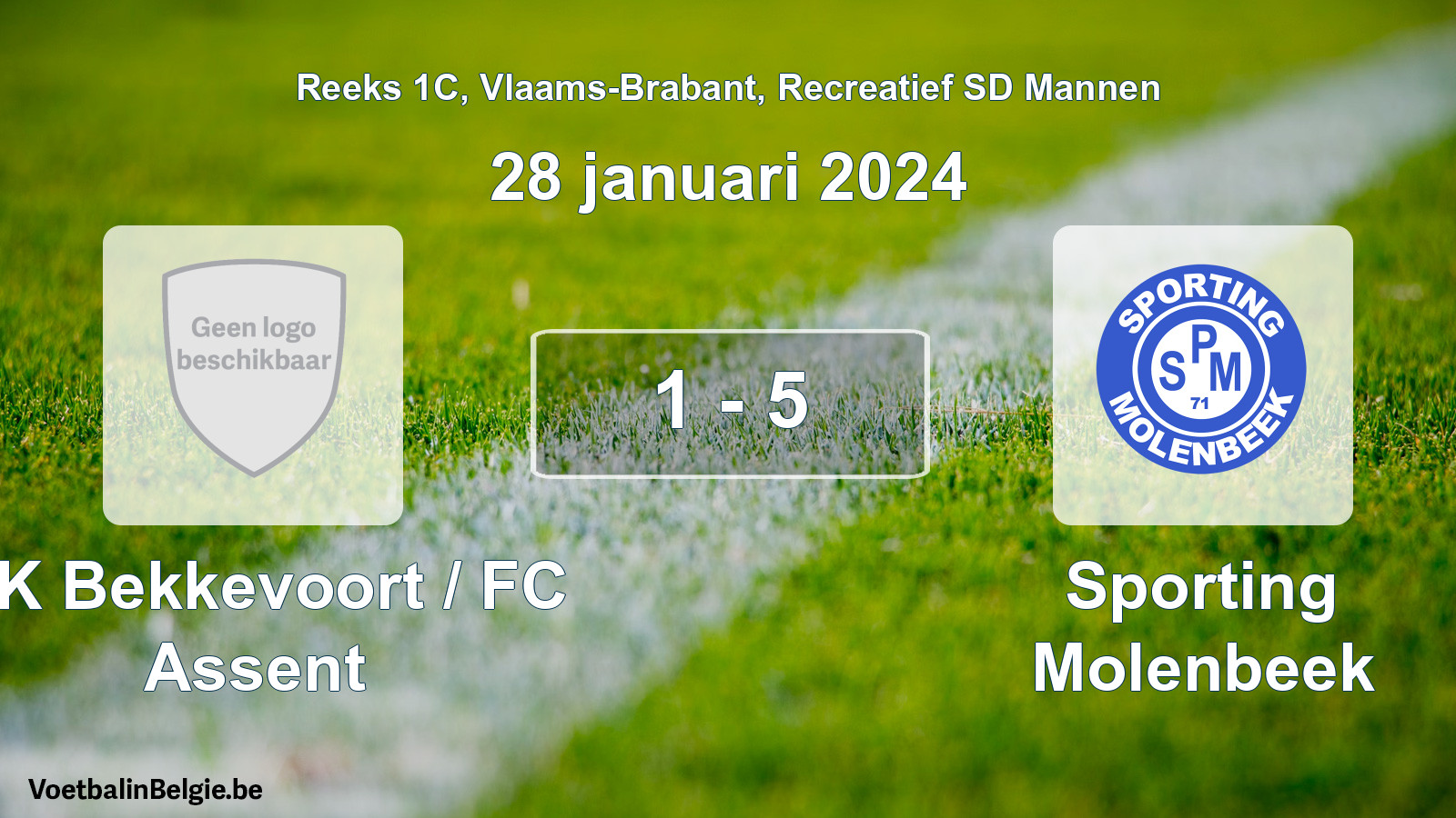 Gespeelde wedstrijd recreatiefvoetbal: KK Bekkevoort / FC Assent - Sporting Molenbeek 1 - 5 (28 januari 2024)