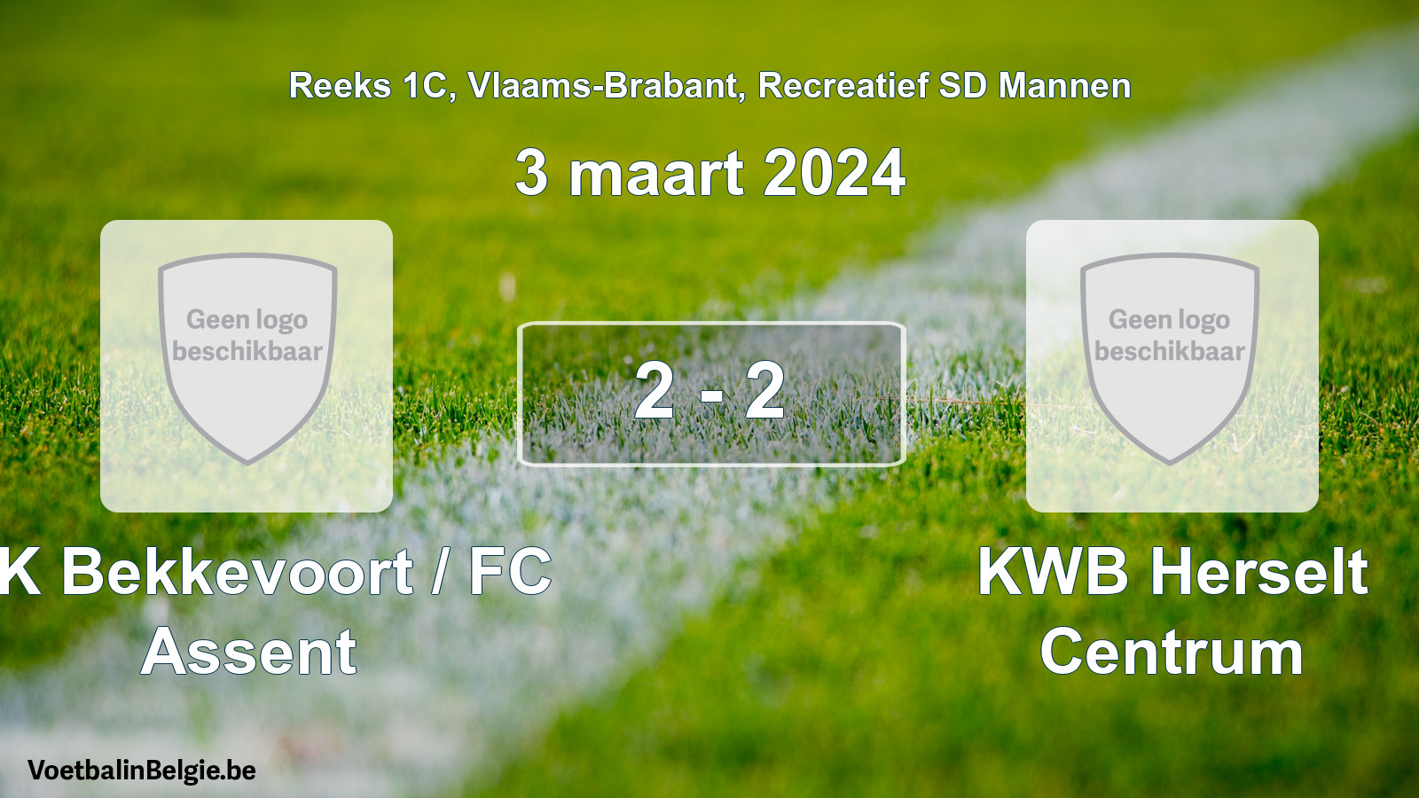 Gespeelde wedstrijd recreatiefvoetbal: KK Bekkevoort / FC Assent - KWB Herselt Centrum 2 - 2 (3 maart 2024)