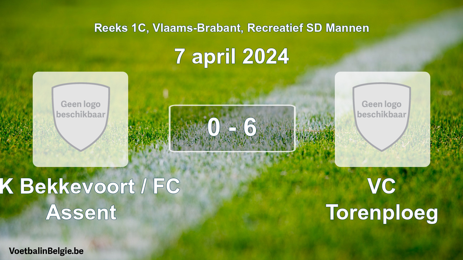 Gespeelde wedstrijd recreatiefvoetbal: KK Bekkevoort / FC Assent - VC Torenploeg 0 - 6 (7 april 2024)