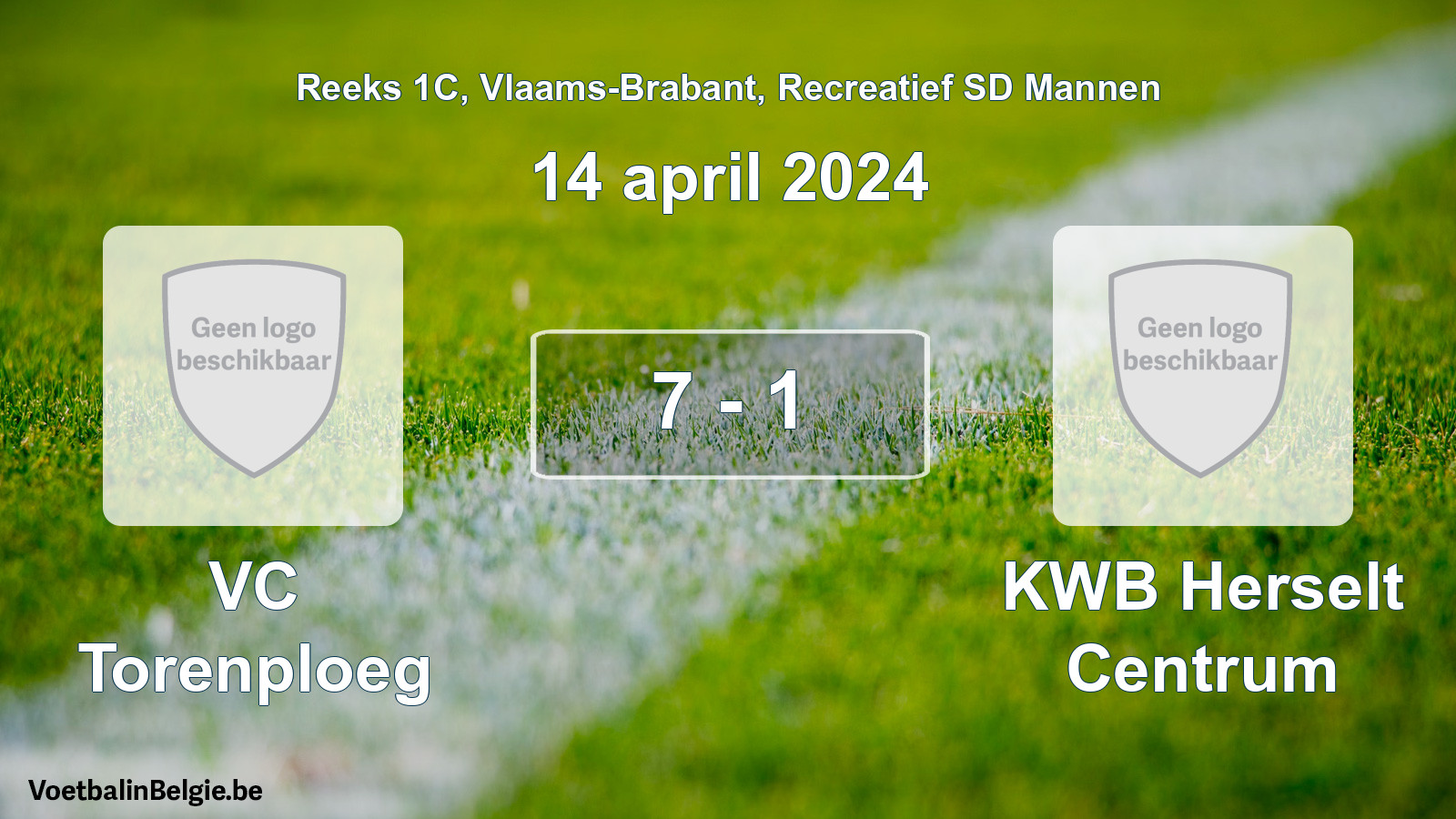 Gespeelde wedstrijd recreatiefvoetbal: VC Torenploeg - KWB Herselt Centrum 7 - 1 (14 april 2024)