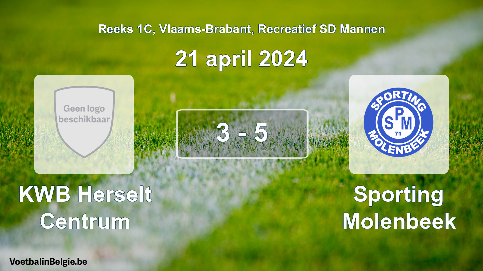 Gespeelde wedstrijd recreatiefvoetbal: KWB Herselt Centrum - Sporting Molenbeek 3 - 5 (21 april 2024)
