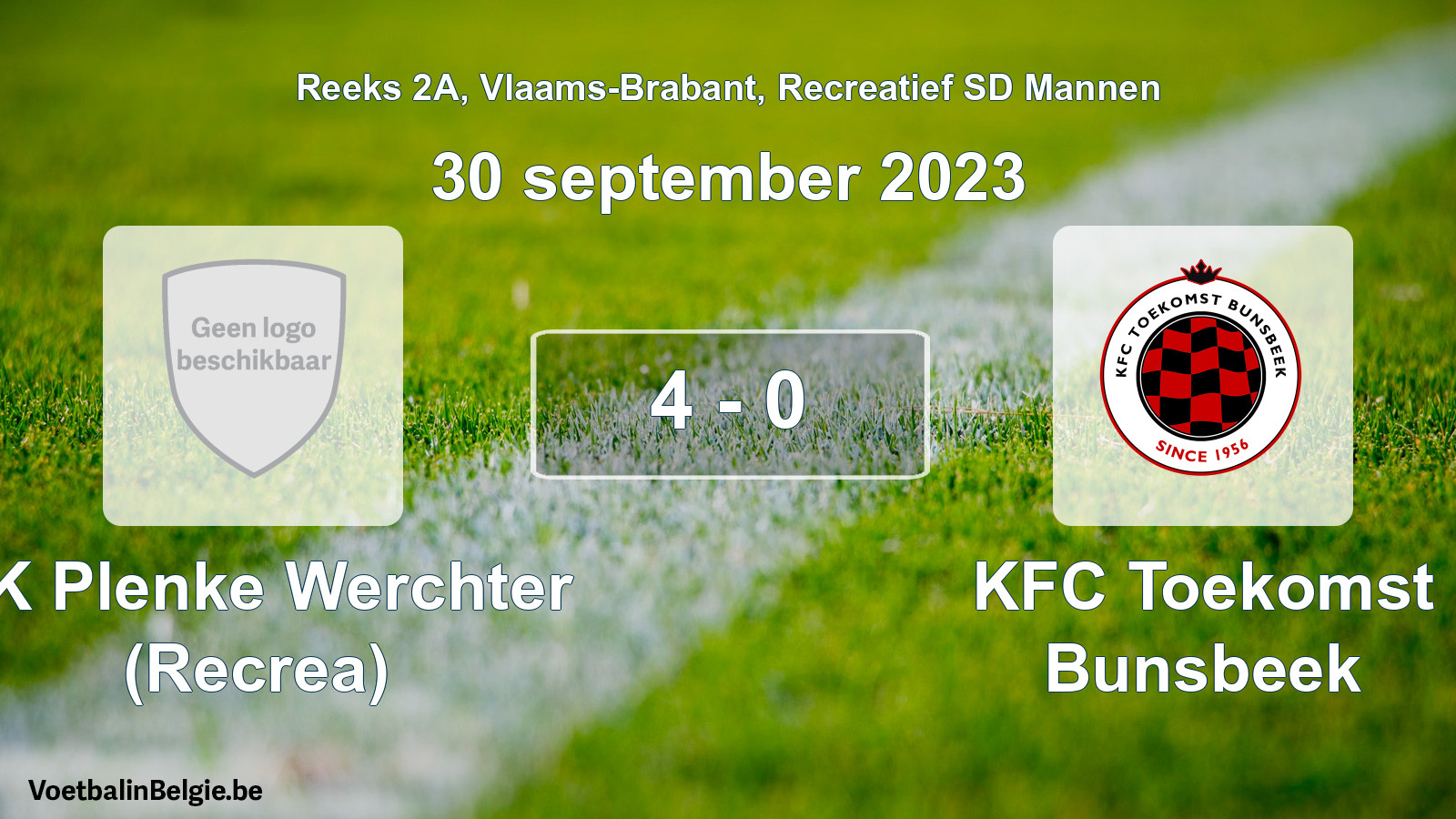 Gespeelde wedstrijd recreatiefvoetbal: SK Plenke Werchter (Recrea) - KFC Toekomst Bunsbeek 4 - 0 (30 september 2023)