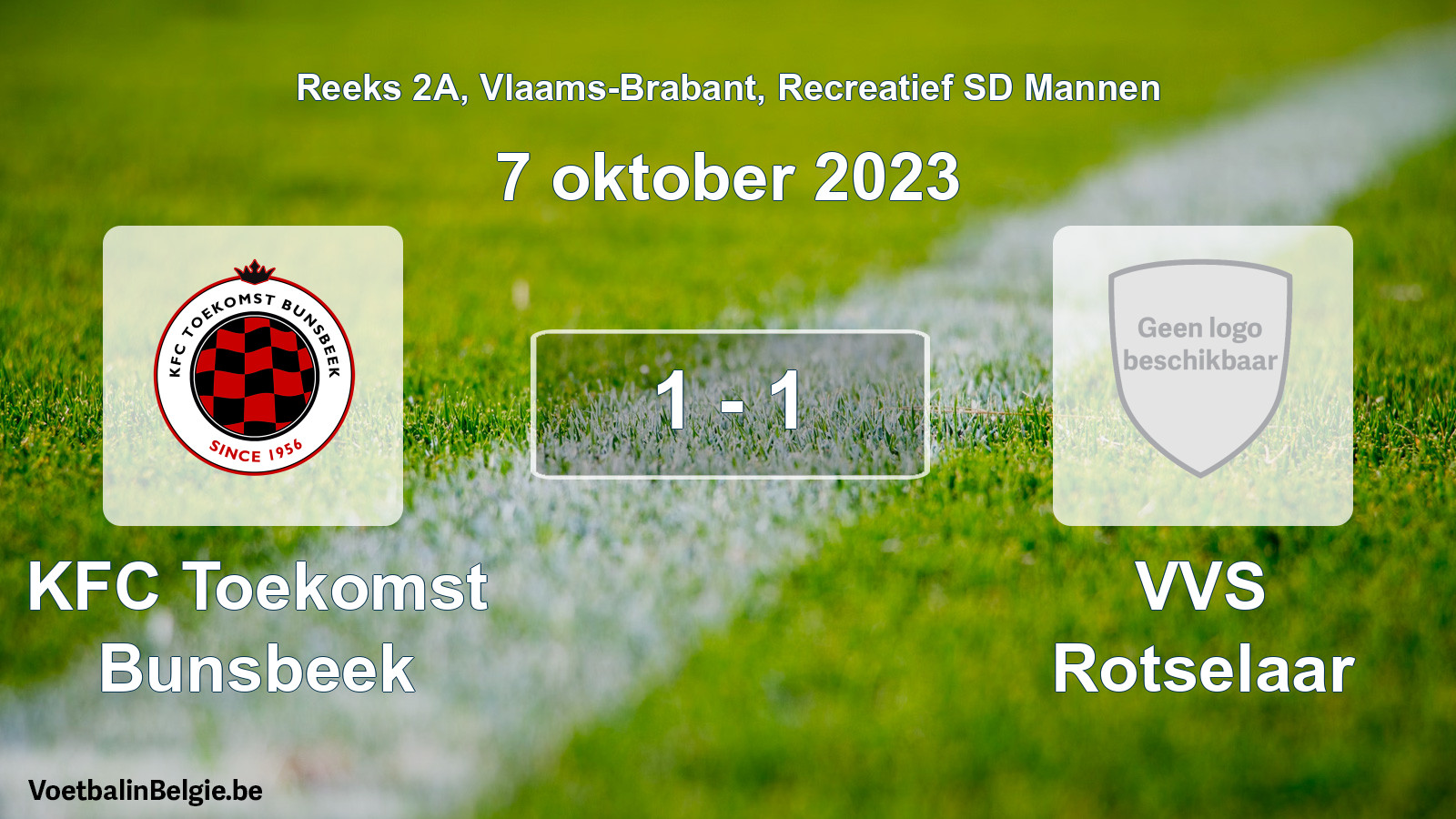 Gespeelde wedstrijd recreatiefvoetbal: KFC Toekomst Bunsbeek - VVS Rotselaar 1 - 1 (7 oktober 2023)
