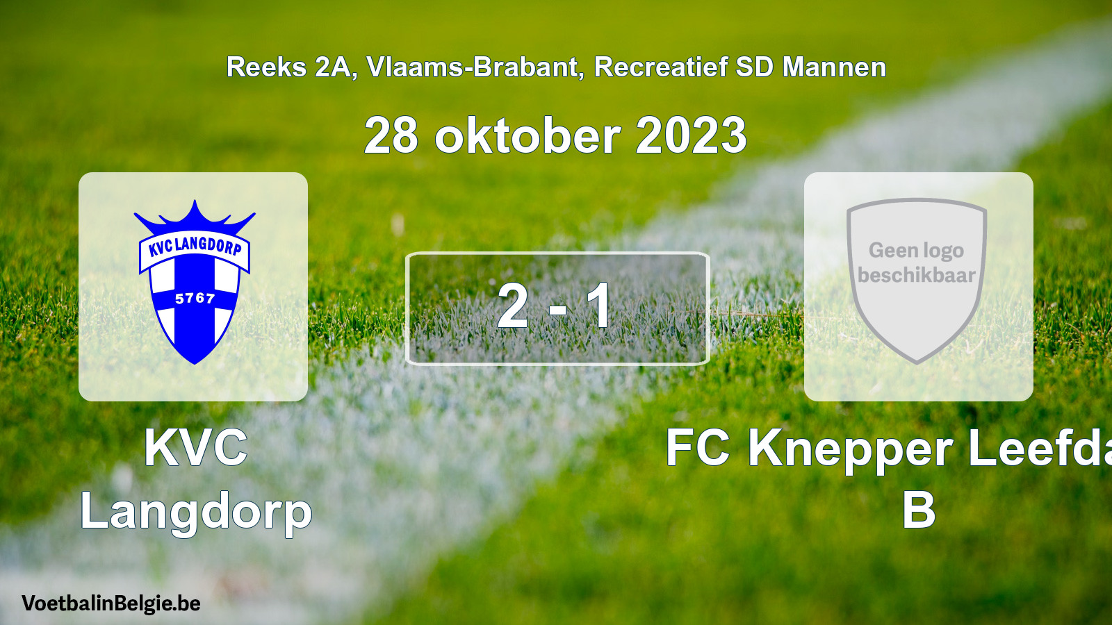 Gespeelde wedstrijd recreatiefvoetbal: KVC Langdorp - FC Knepper Leefdaal B 2 - 1 (28 oktober 2023)