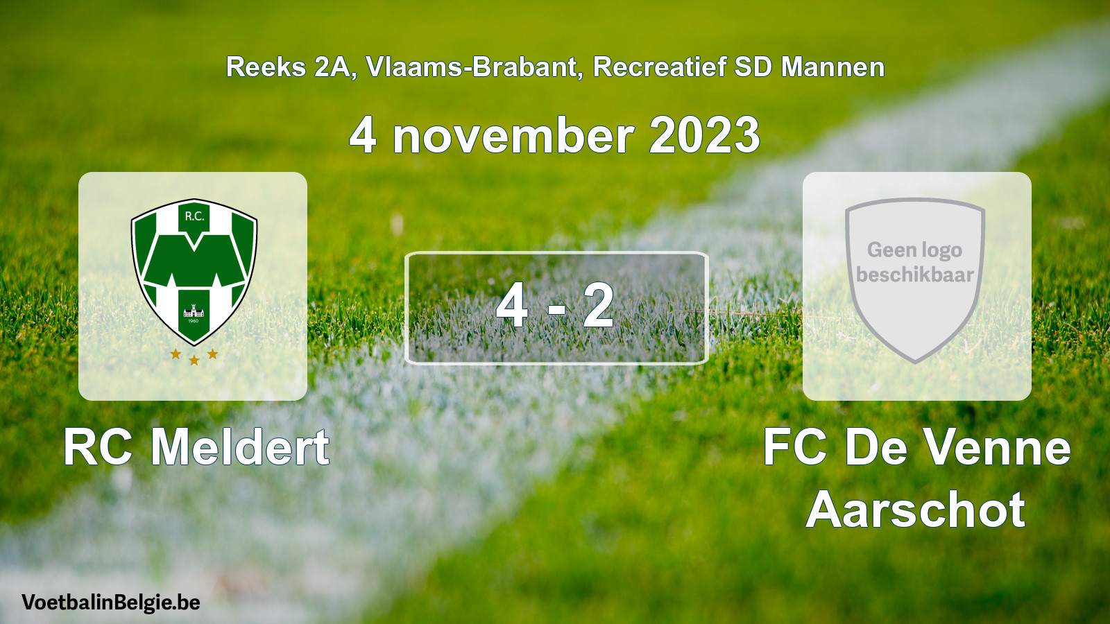 Gespeelde wedstrijd recreatiefvoetbal: RC Meldert - FC De Venne Aarschot 4 - 2 (4 november 2023)