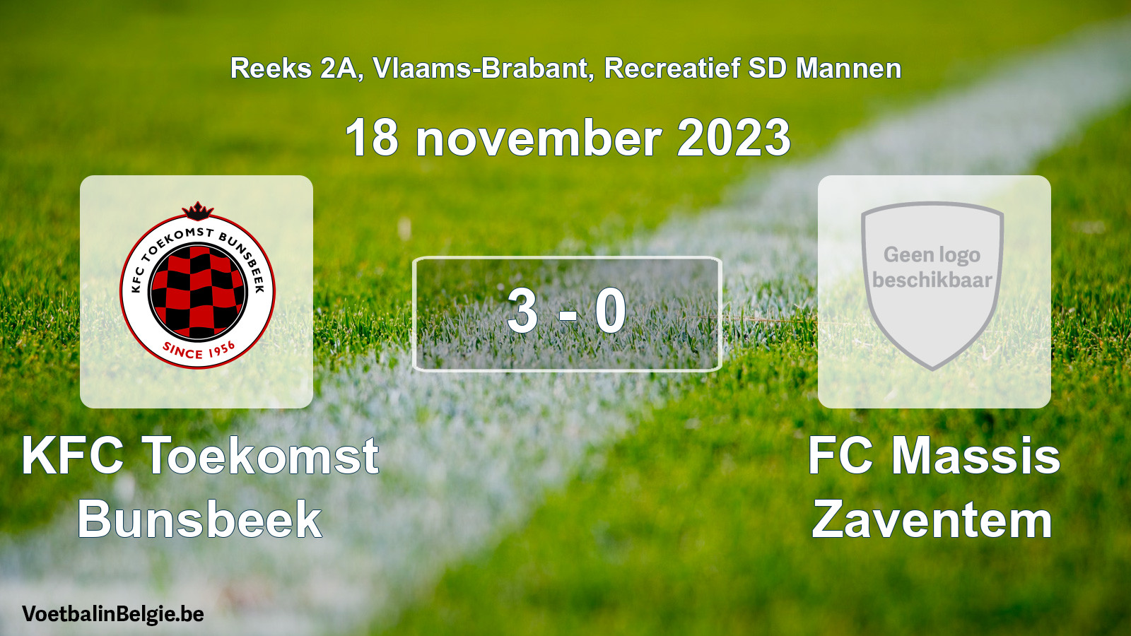 Gespeelde wedstrijd recreatiefvoetbal: KFC Toekomst Bunsbeek - FC Massis Zaventem 3 - 0 (18 november 2023)