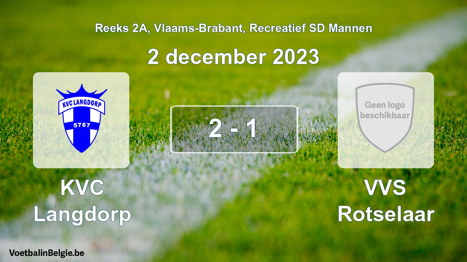 Gespeelde wedstrijd recreatiefvoetbal: KVC Langdorp - VVS Rotselaar 2 - 1 (2 december 2023)
