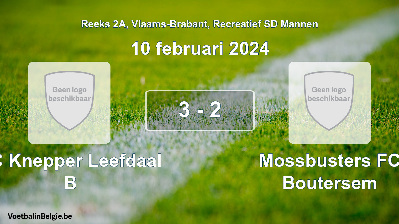 Gespeelde wedstrijd recreatiefvoetbal: FC Knepper Leefdaal B - Mossbusters FC Boutersem 3 - 2 (10 februari 2024)