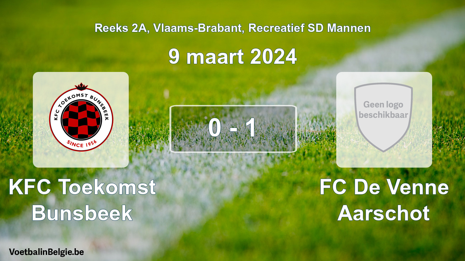 Match joué football récréatif sd hommes: KFC Toekomst Bunsbeek - FC De Venne Aarschot 0 - 1 (9 mars 2024)