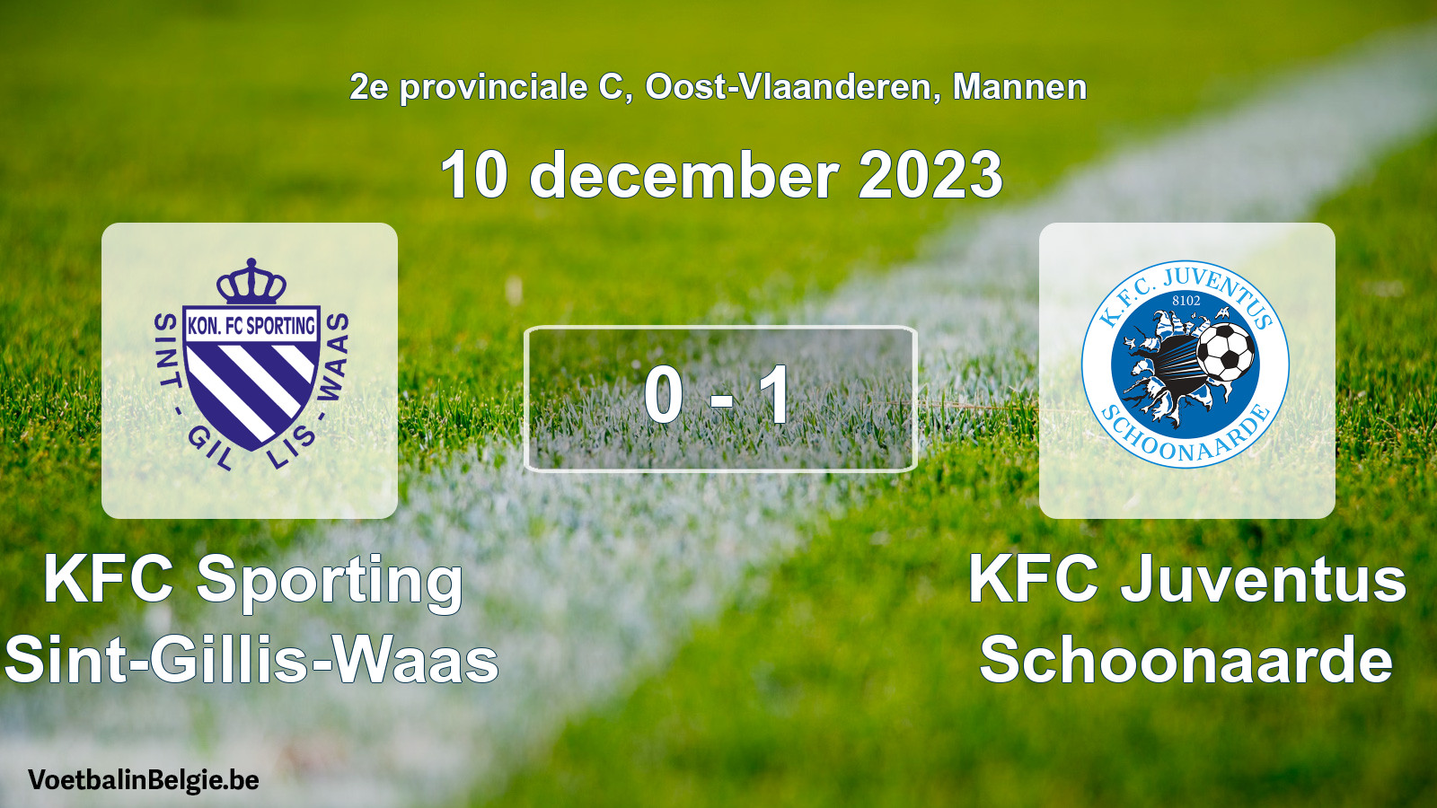 Played match men football: KFC Sporting Sint-Gillis-Waas - KFC Juventus Schoonaarde 0 - 1 (10 December 2023)