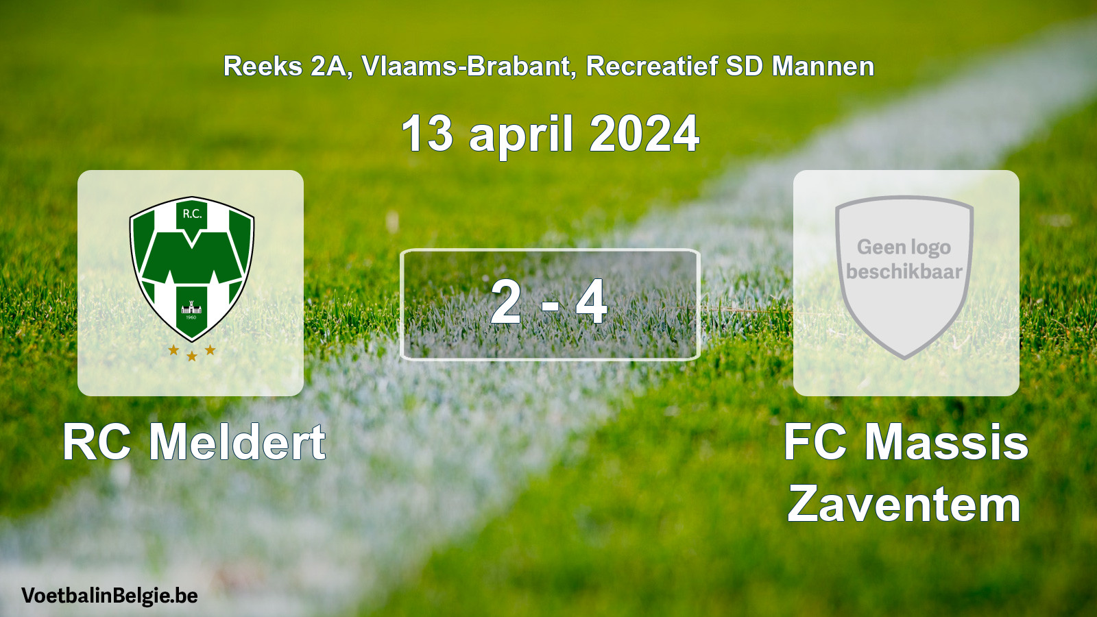 Gespeelde wedstrijd recreatiefvoetbal: RC Meldert - FC Massis Zaventem 2 - 4 (13 april 2024)