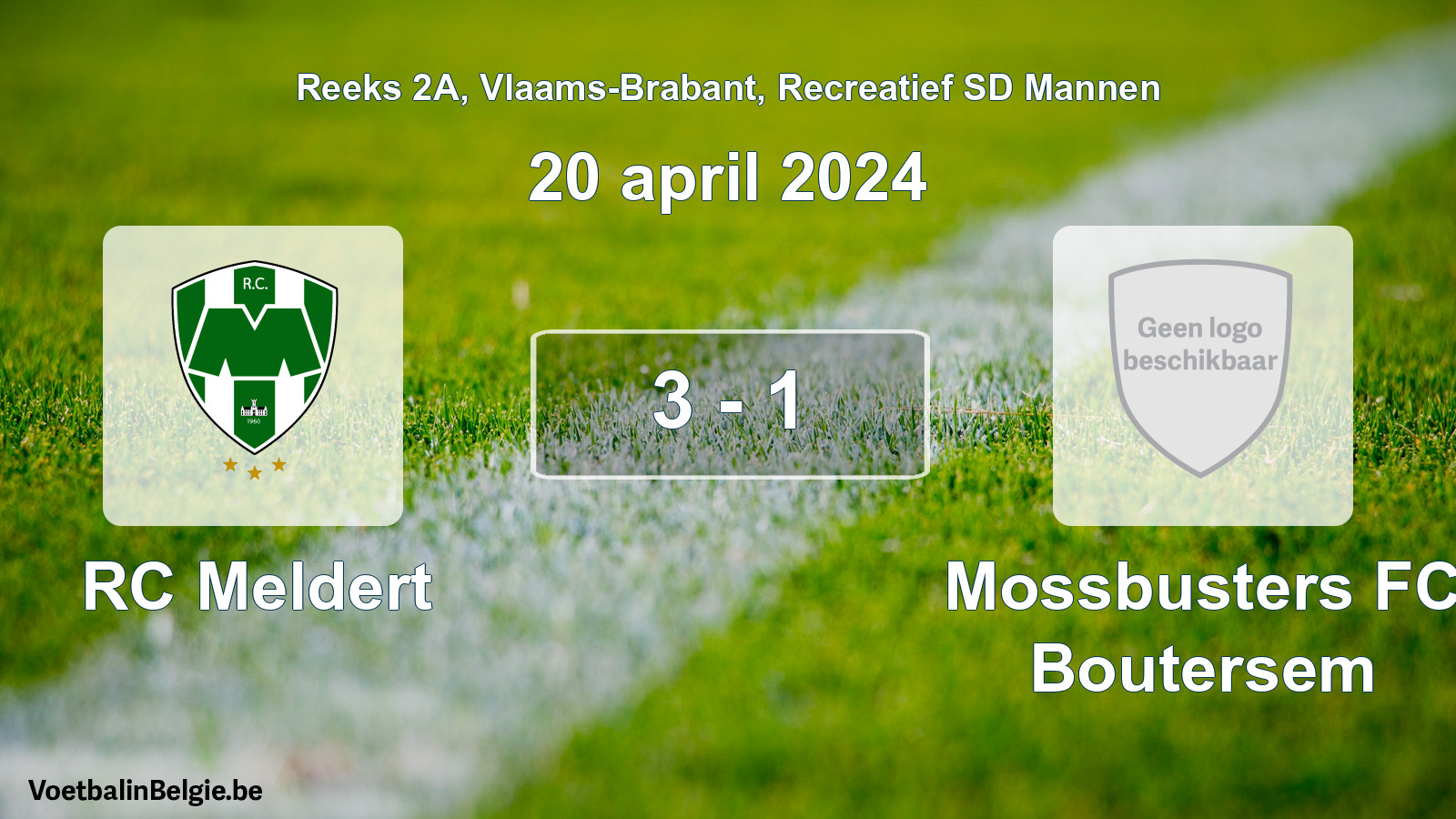 Gespeelde wedstrijd recreatiefvoetbal: RC Meldert - Mossbusters FC Boutersem 3 - 1 (20 april 2024)