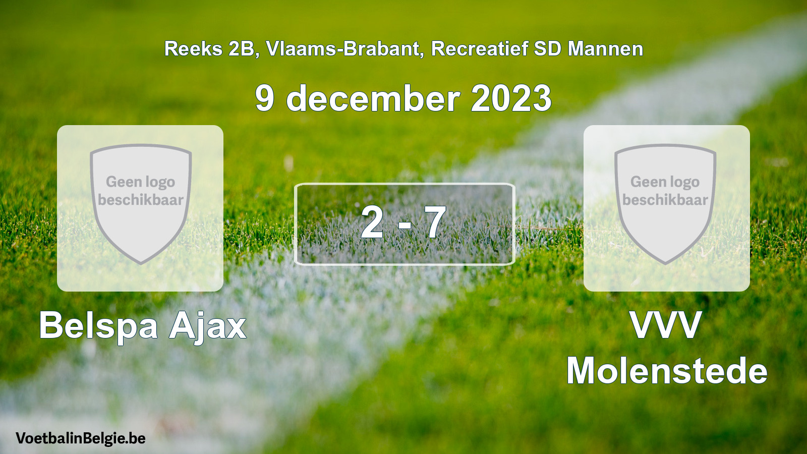 Gespeelde wedstrijd recreatiefvoetbal: Belspa Ajax - VVV Molenstede 2 - 7 (9 december 2023)