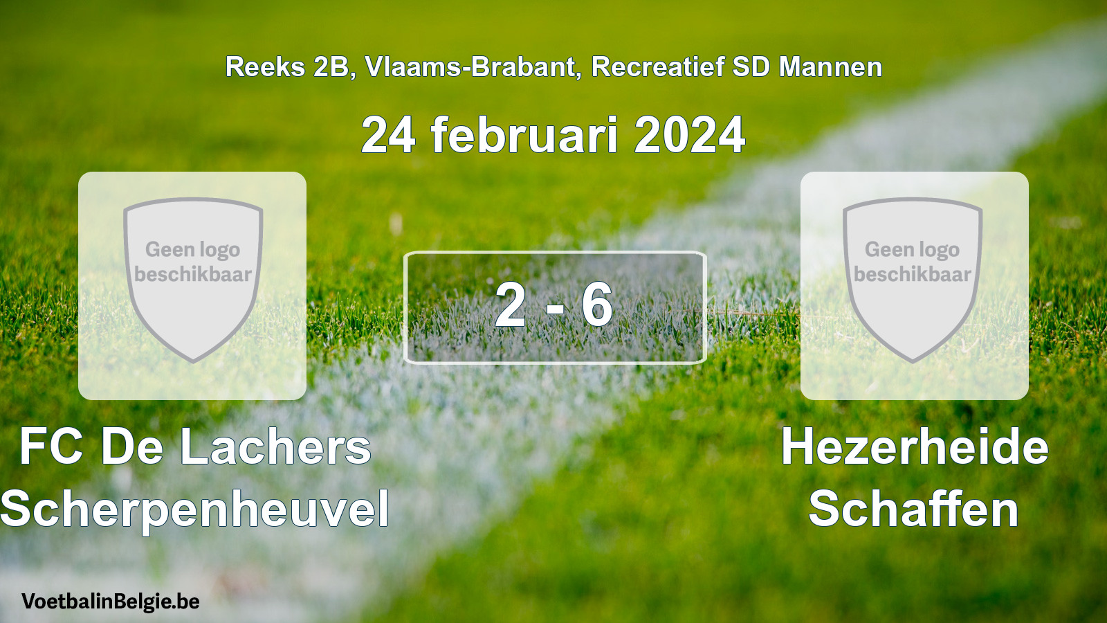 Gespeelde wedstrijd recreatiefvoetbal: FC De Lachers Scherpenheuvel - Hezerheide Schaffen 2 - 6 (24 februari 2024)