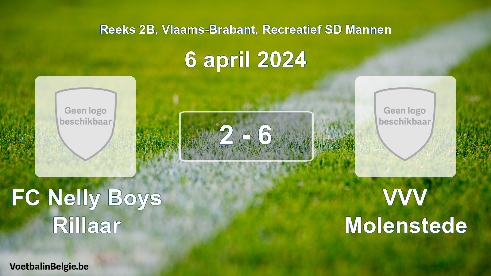 Gespeelde wedstrijd recreatiefvoetbal: FC Nelly Boys Rillaar - VVV Molenstede 2 - 6 (6 april 2024)