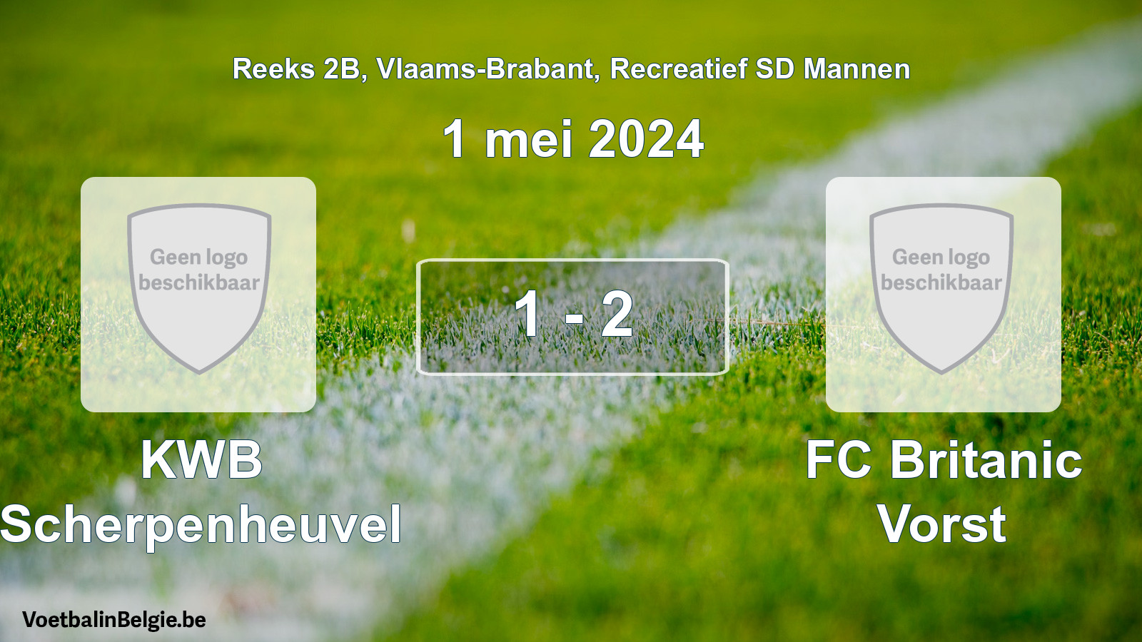 Gespeelde wedstrijd recreatiefvoetbal: KWB Scherpenheuvel - FC Britanic Vorst 1 - 2 (1 mei 2024)