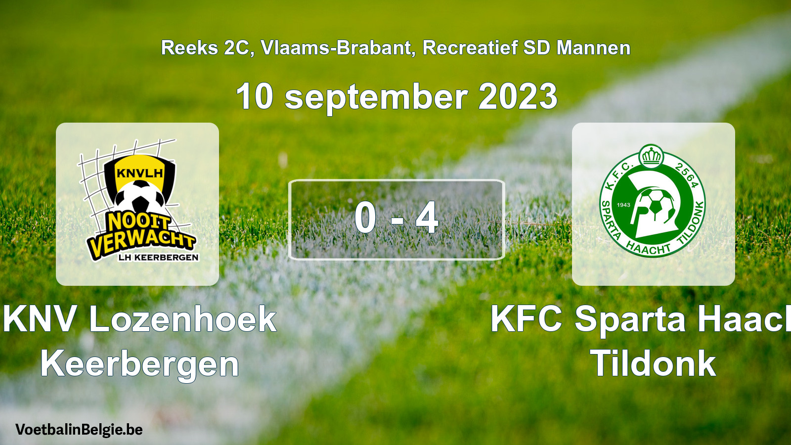 Gespeelde wedstrijd recreatiefvoetbal: KNV Lozenhoek Keerbergen - KFC Sparta Haacht Tildonk 0 - 4 (10 september 2023)