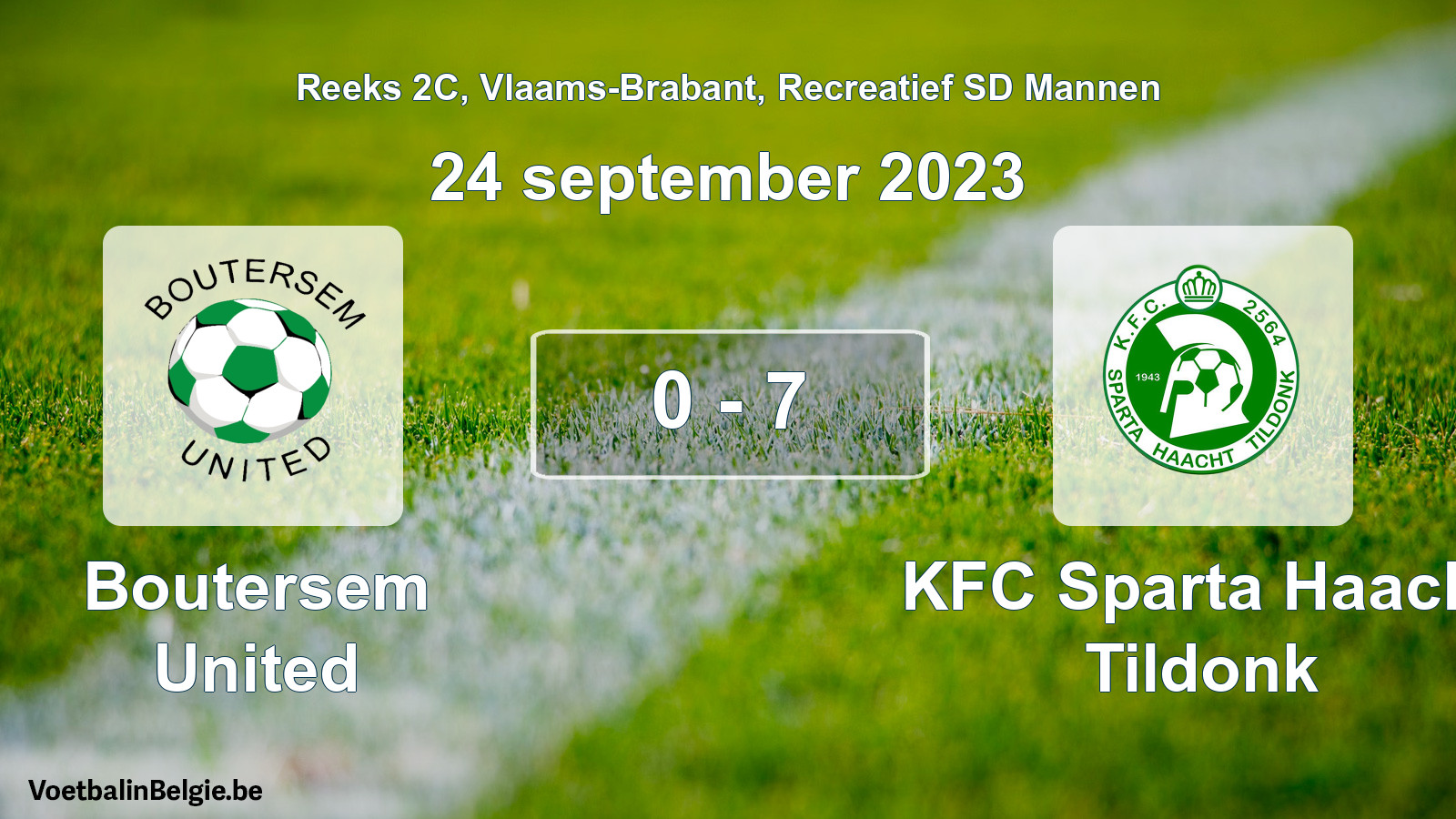 Gespeelde wedstrijd recreatiefvoetbal: Boutersem United - KFC Sparta Haacht Tildonk 0 - 7 (24 september 2023)