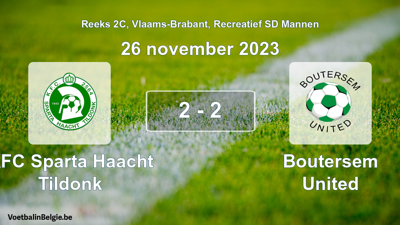 Gespeelde wedstrijd recreatiefvoetbal: KFC Sparta Haacht Tildonk - Boutersem United 2 - 2 (26 november 2023)