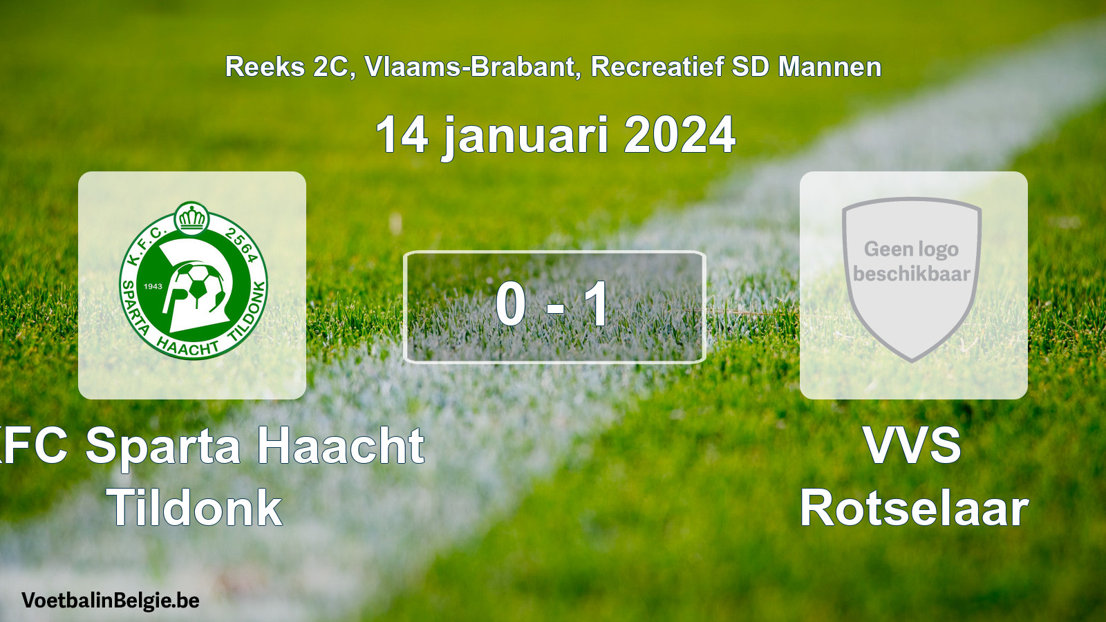 Gespeelde wedstrijd recreatiefvoetbal: KFC Sparta Haacht Tildonk - VVS Rotselaar 0 - 1 (14 januari 2024)