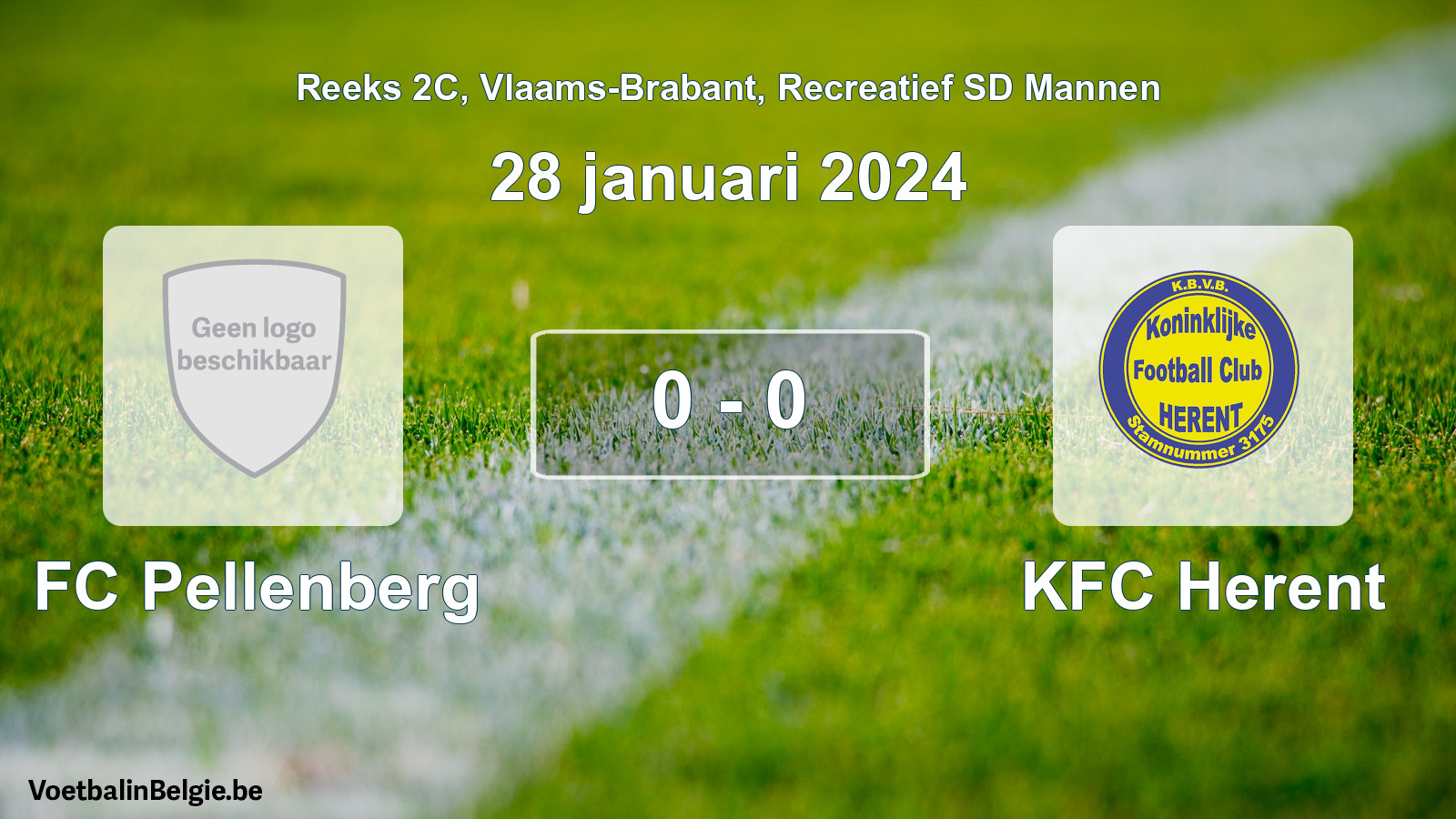 Played match recreational sd men football: FC Pellenberg - KFC Herent 0 - 0 (28 January 2024)