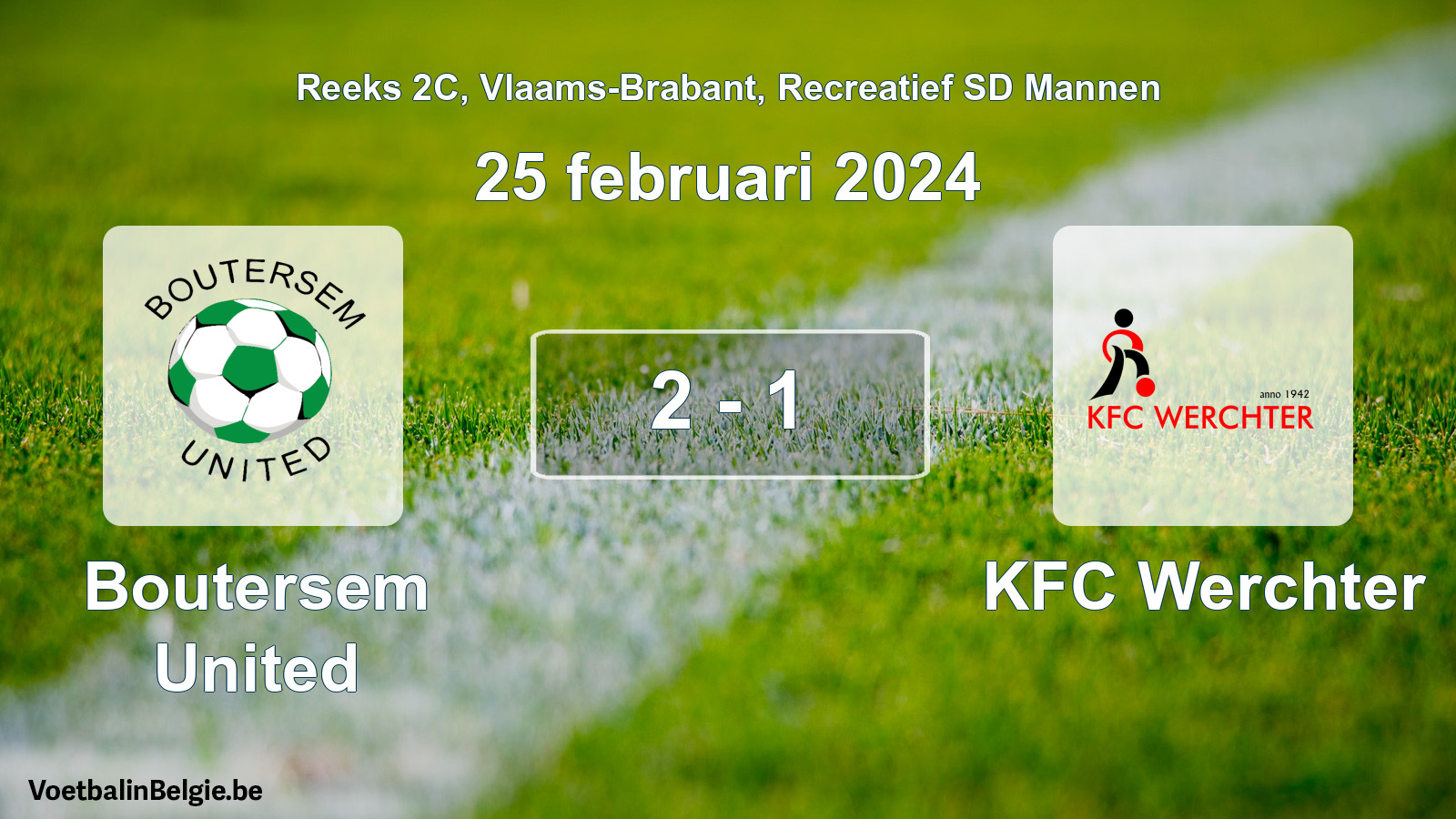 Gespeelde wedstrijd recreatiefvoetbal: Boutersem United - KFC Werchter 2 - 1 (25 februari 2024)