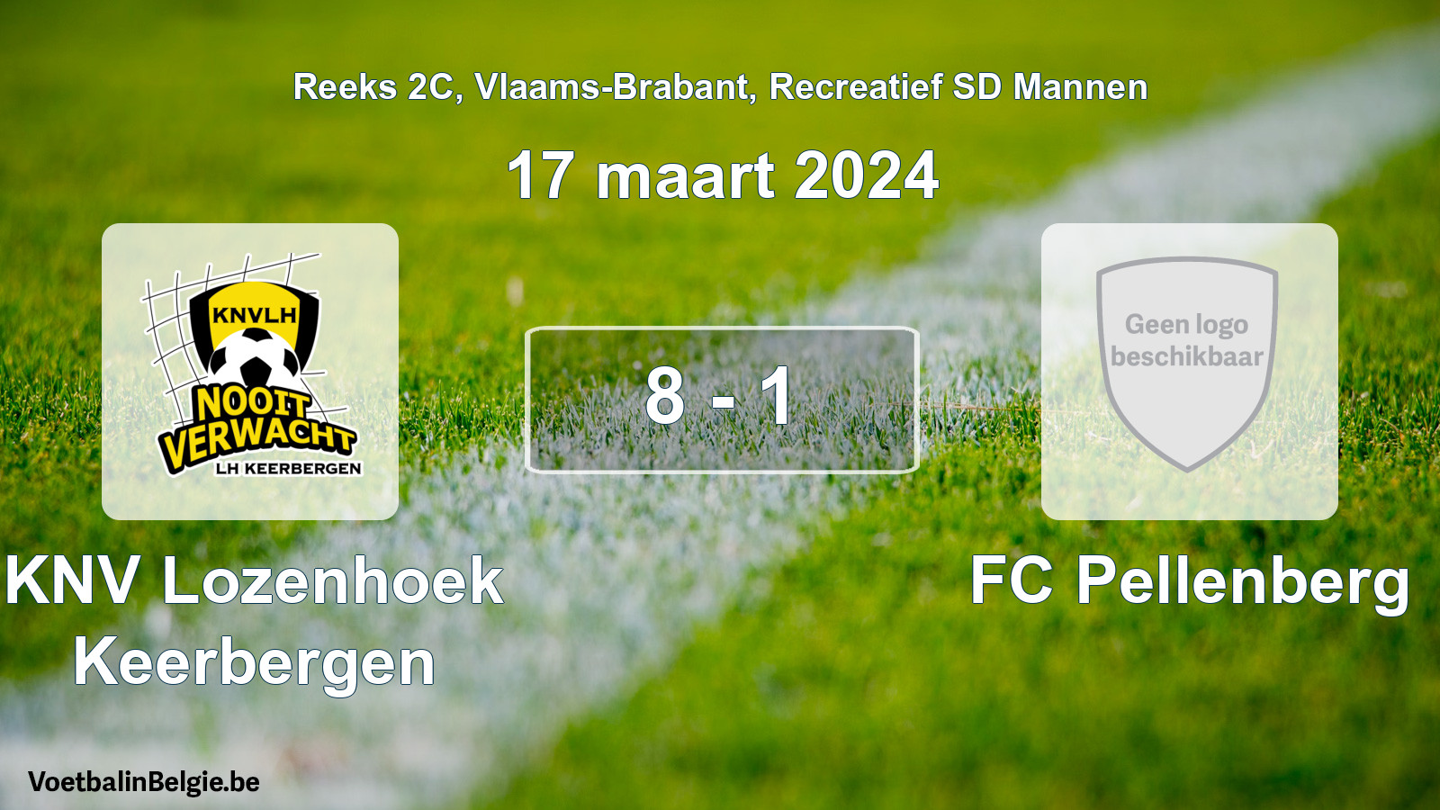 Gespeelde wedstrijd recreatiefvoetbal: KNV Lozenhoek Keerbergen - FC Pellenberg 8 - 1 (17 maart 2024)
