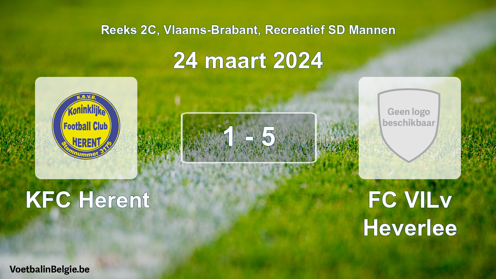 Gespeelde wedstrijd recreatiefvoetbal: KFC Herent - FC VILv Heverlee 1 - 5 (24 maart 2024)