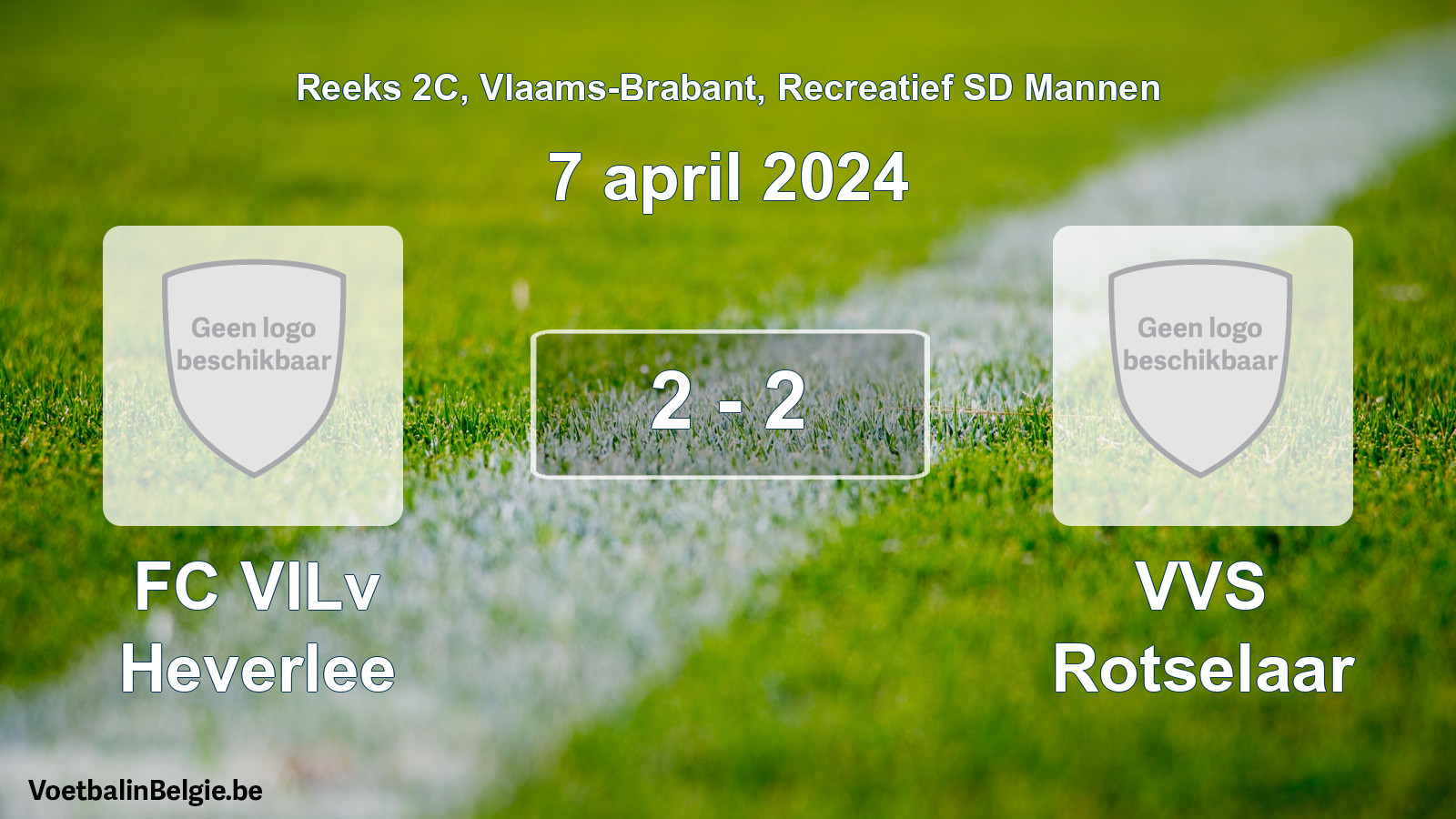 Gespeelde wedstrijd recreatiefvoetbal: FC VILv Heverlee - VVS Rotselaar 2 - 2 (7 april 2024)
