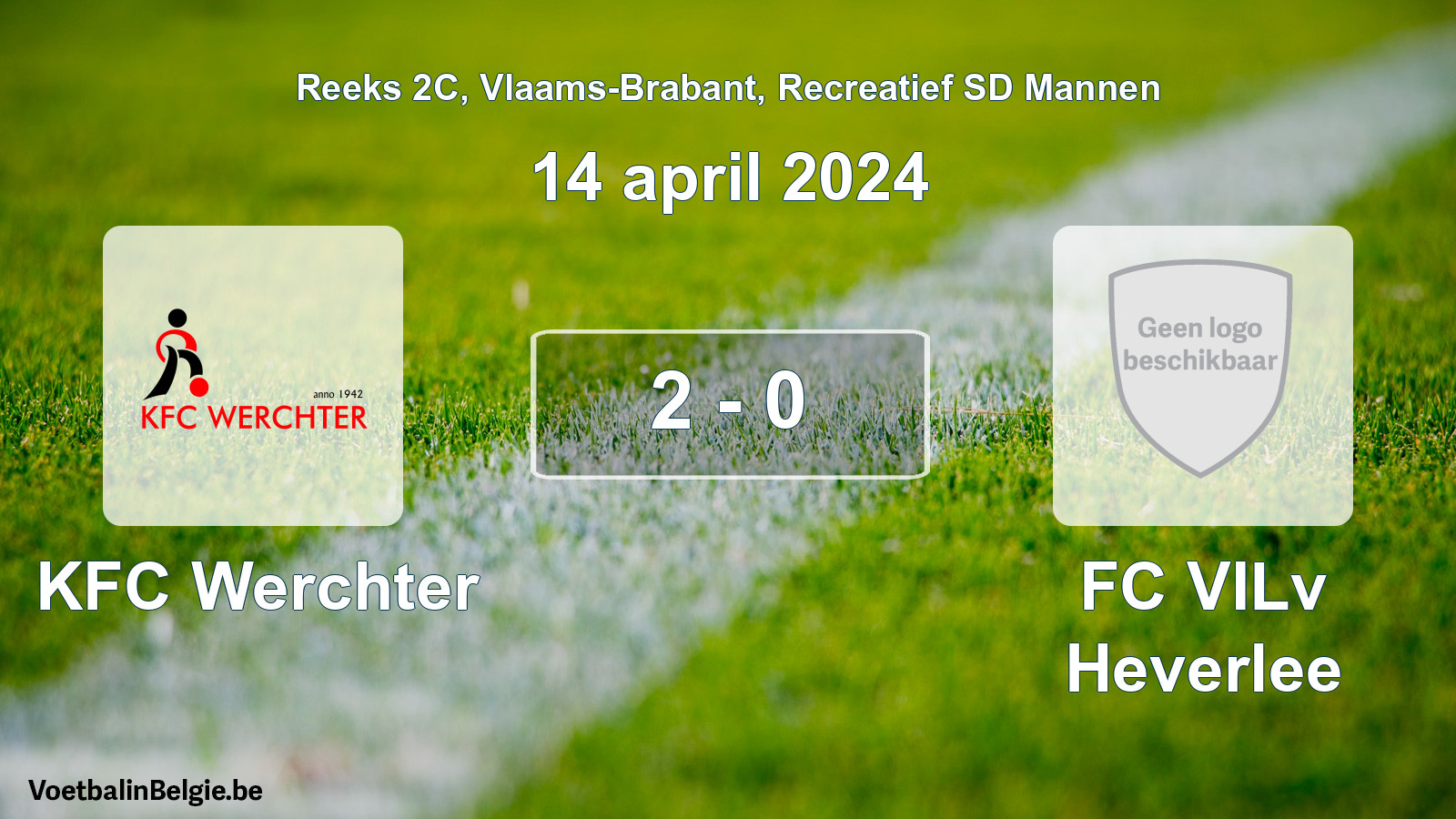 Gespeelde wedstrijd recreatiefvoetbal: KFC Werchter - FC VILv Heverlee 2 - 0 (14 april 2024)